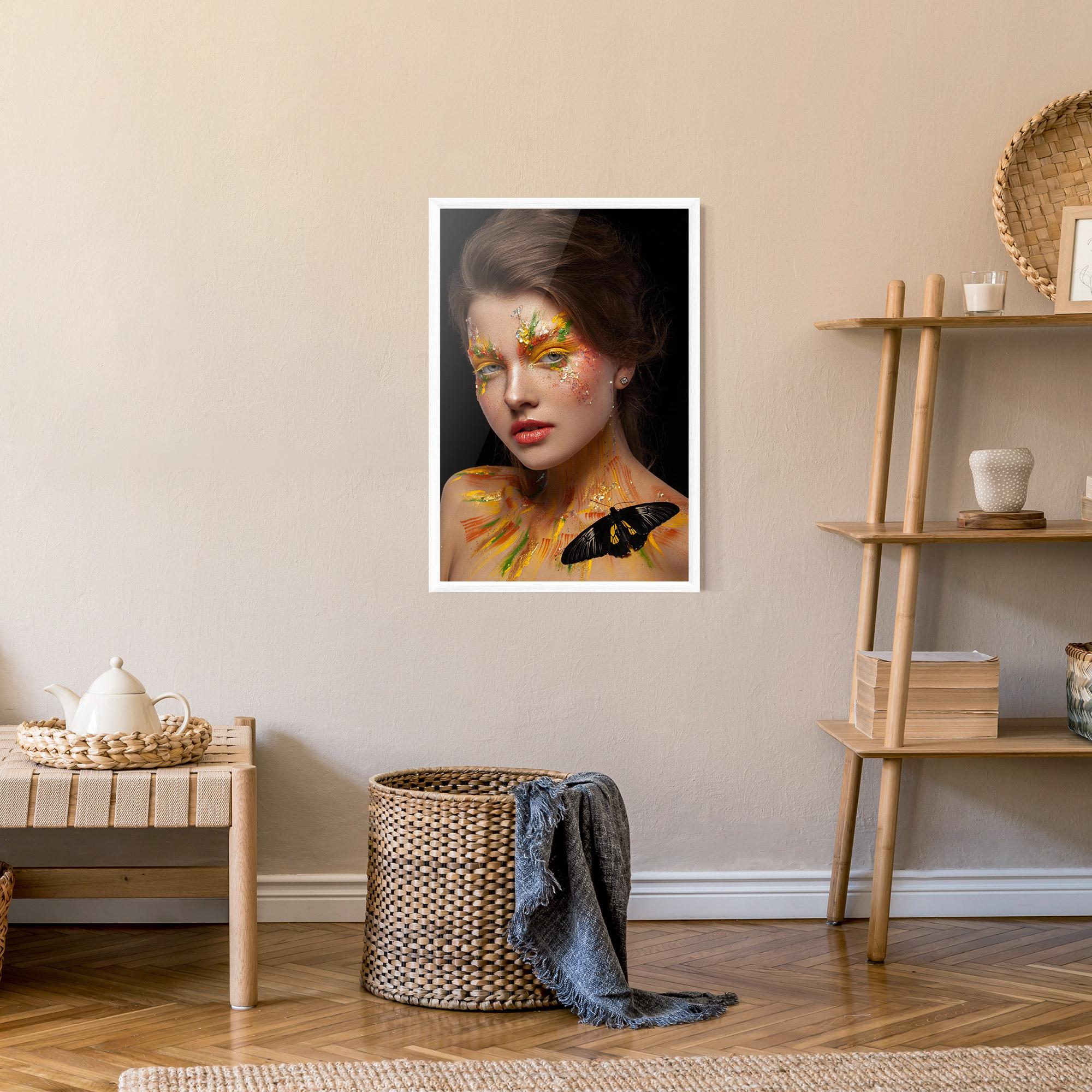 Рамкиран постер Yellow Butterfly Makeup mockup 9