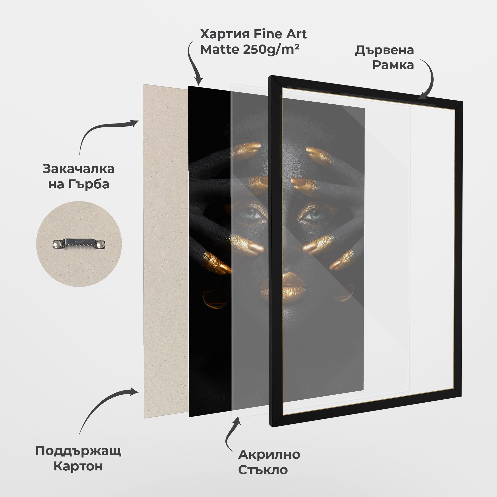 Рамкиран постер Gold Makeup Fingertips mockup 1