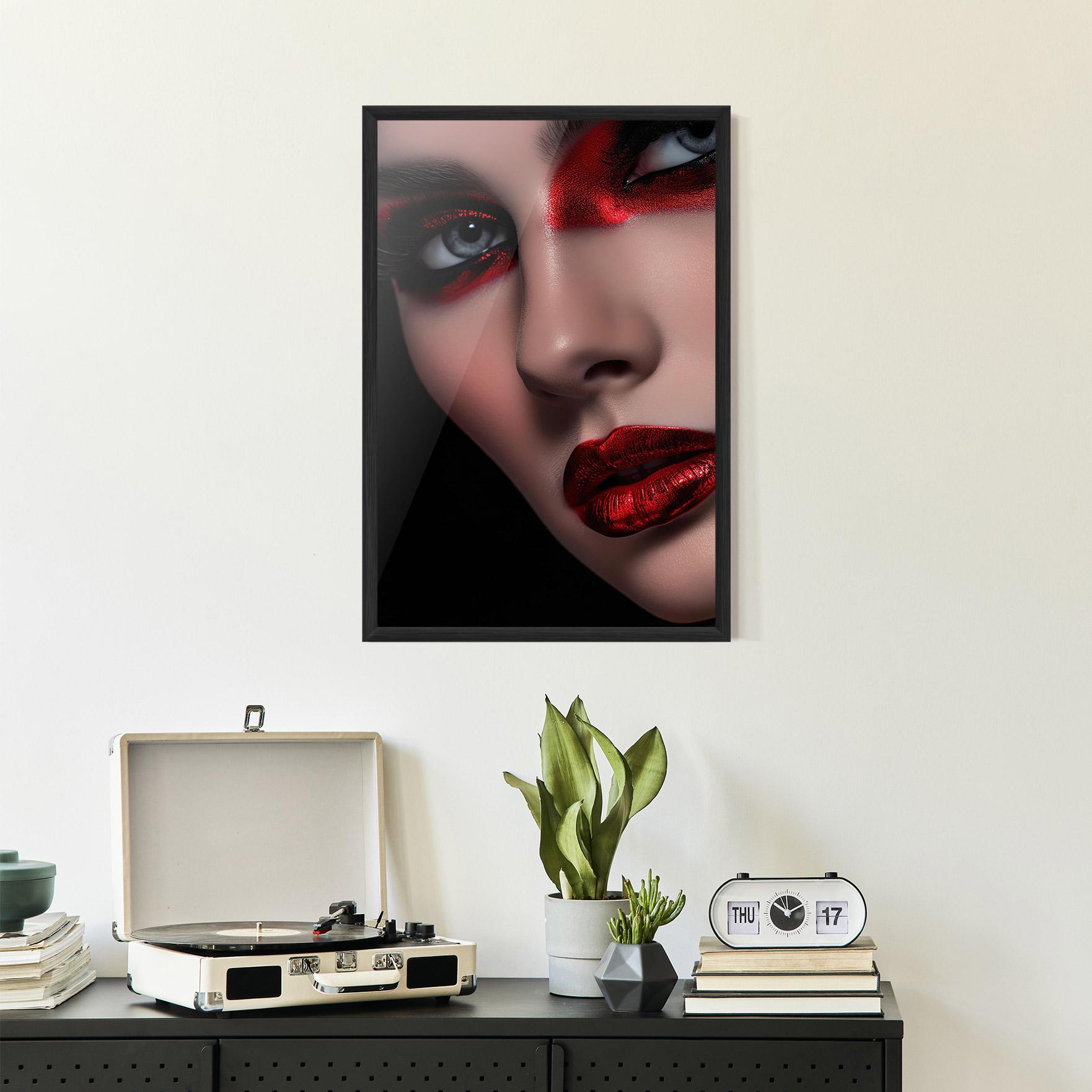 Рамкиран постер Close Up Red Makeup mockup 2
