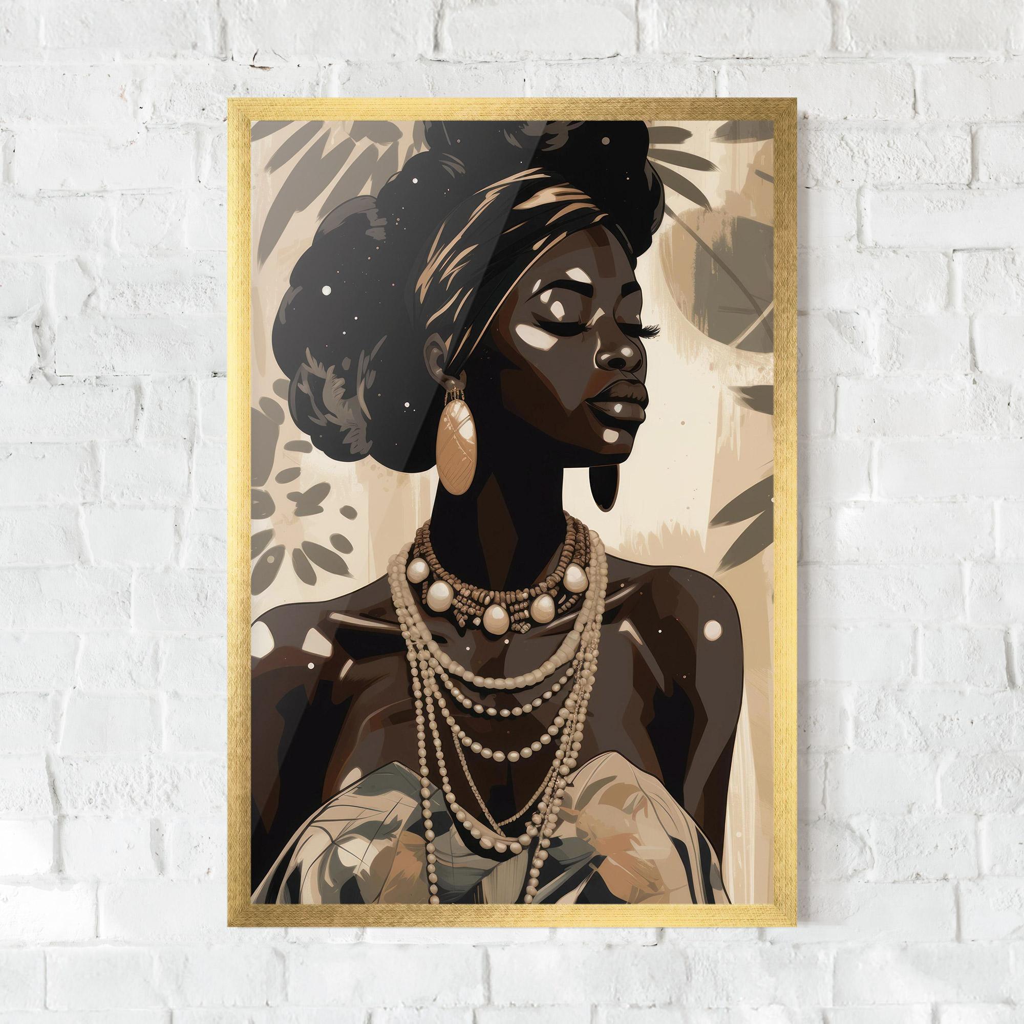Рамкиран постер African Woman On Cream mockup 0