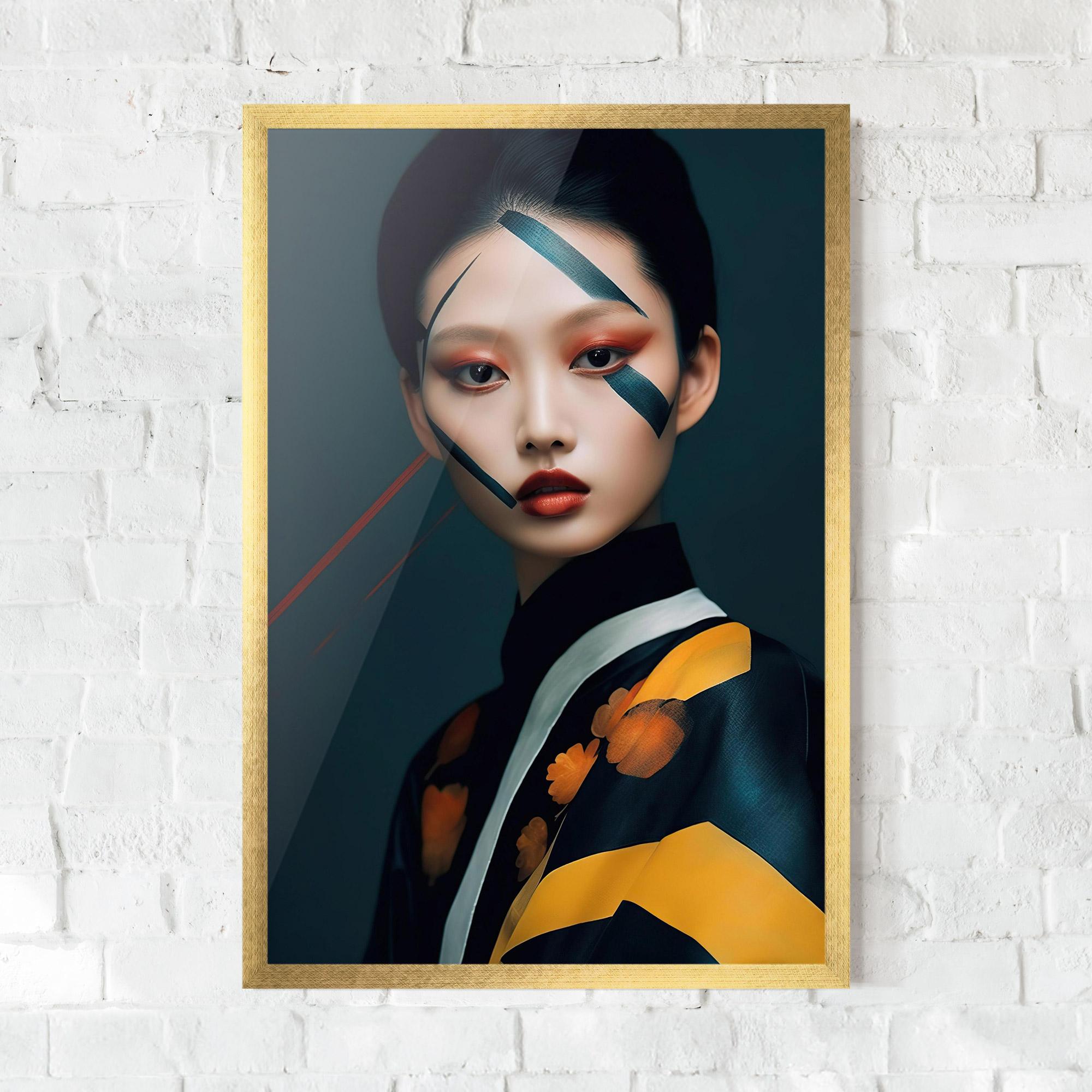 Рамкиран постер Asian Painted Woman mockup 0