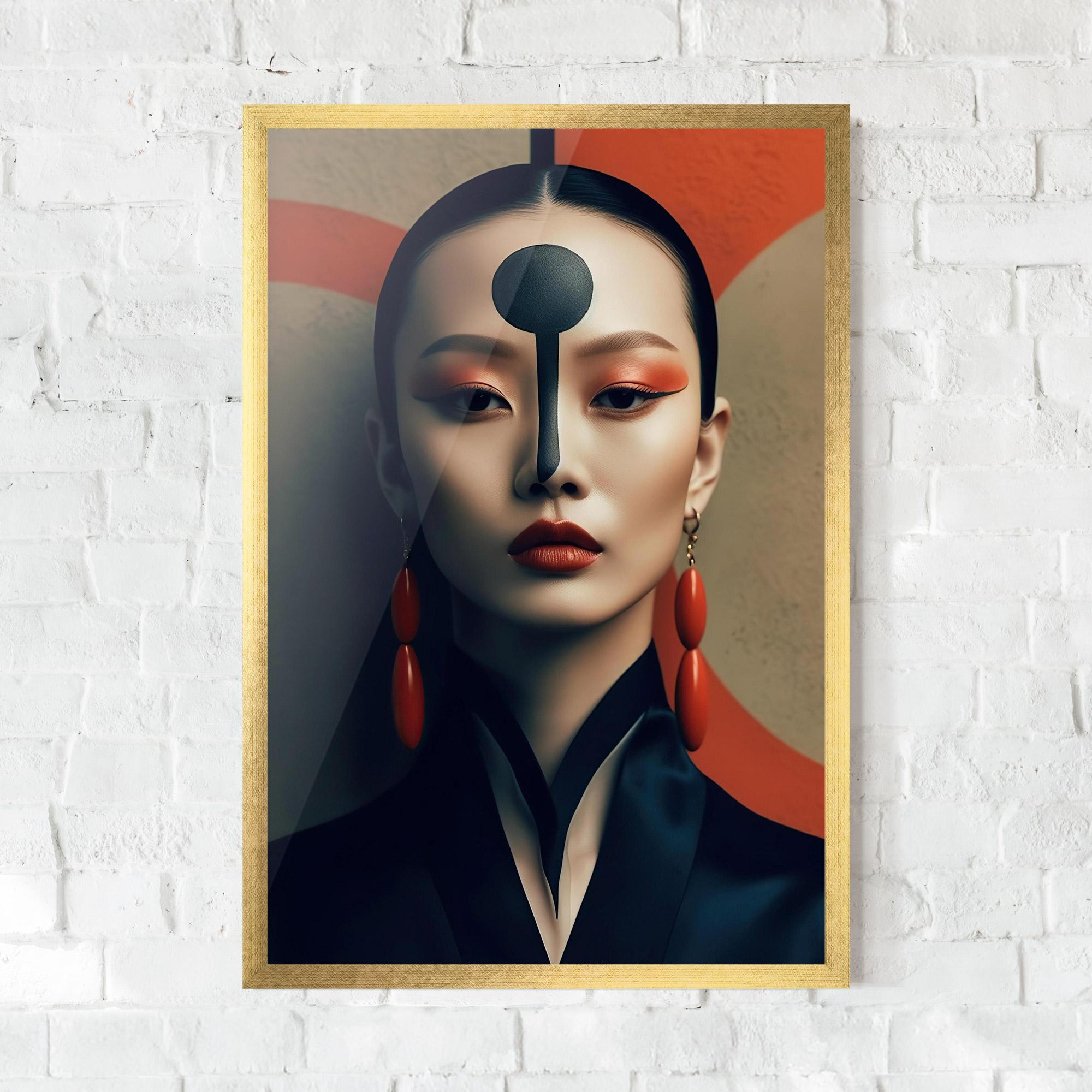 Рамкиран постер Black Circle Asian Woman mockup 0