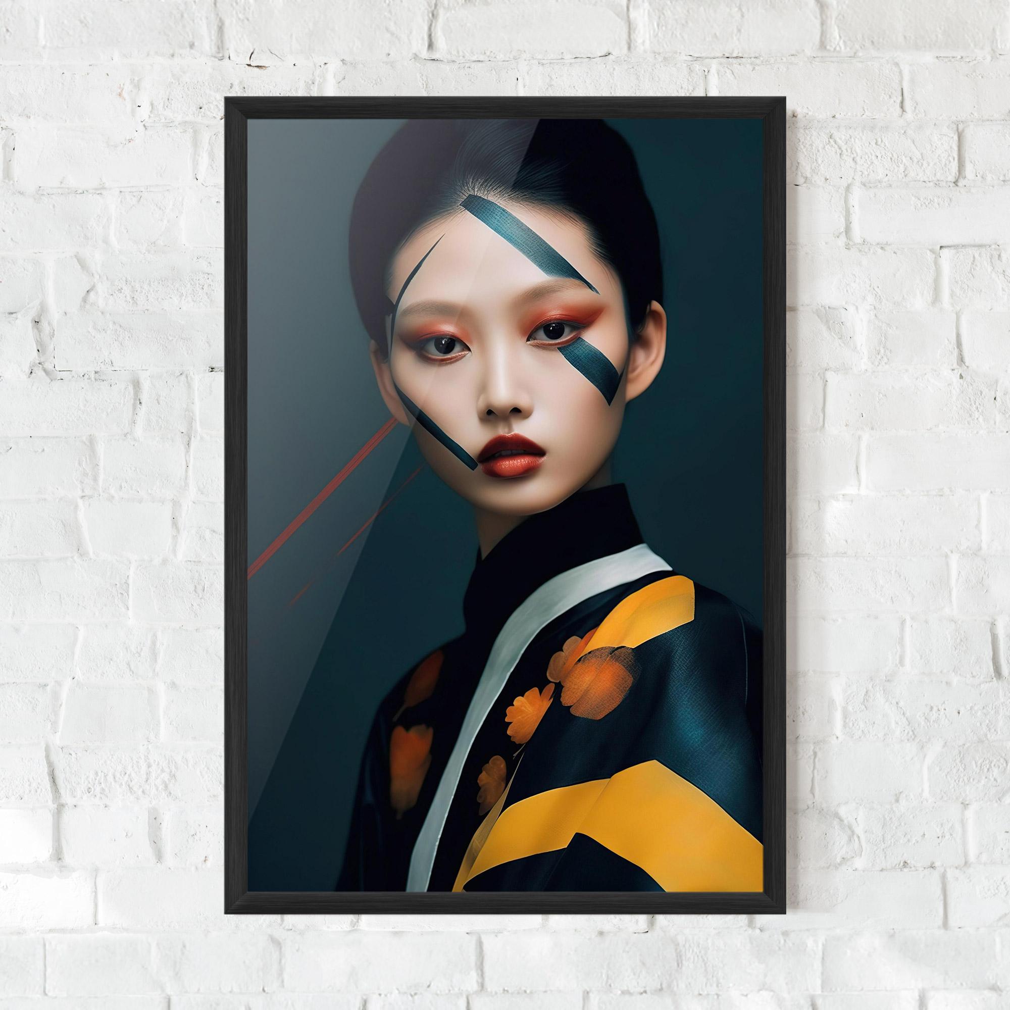 Рамкиран постер Asian Painted Woman mockup 0