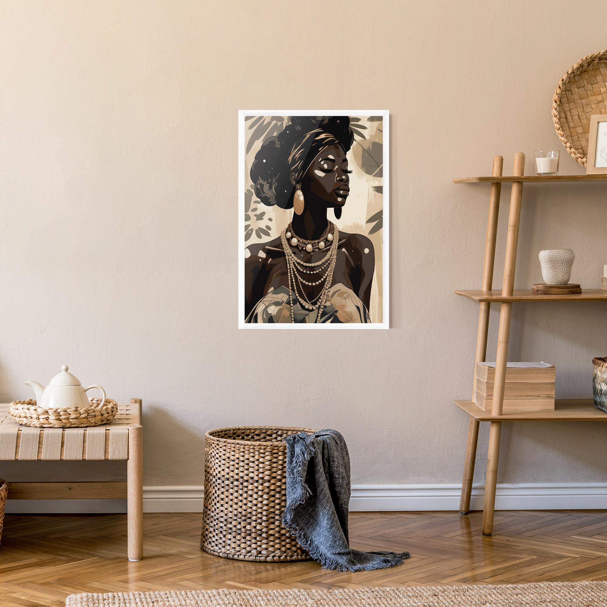 Рамкиран постер African Woman On Cream mockup 9