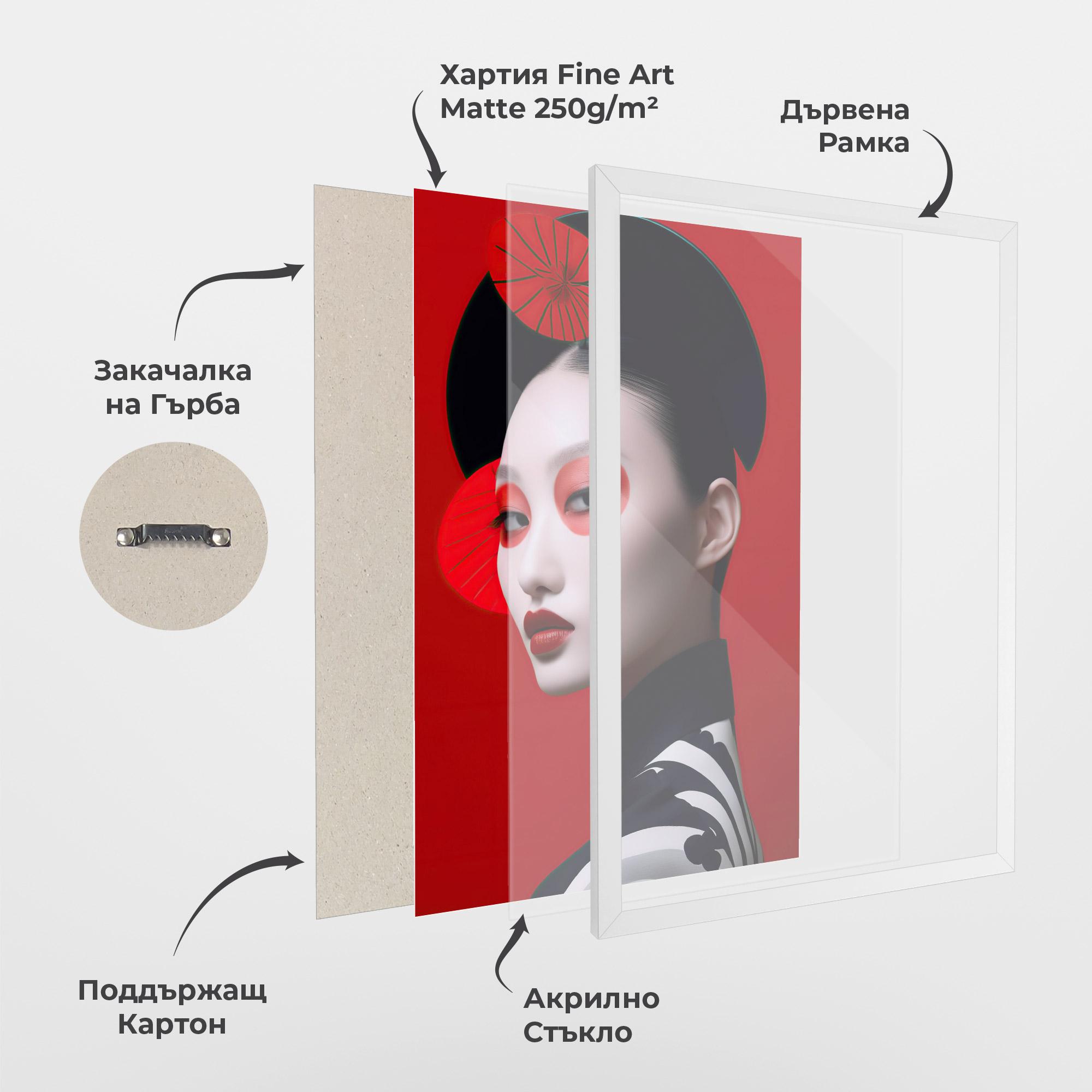 Рамкиран постер Asiatic Red Makeup mockup 1