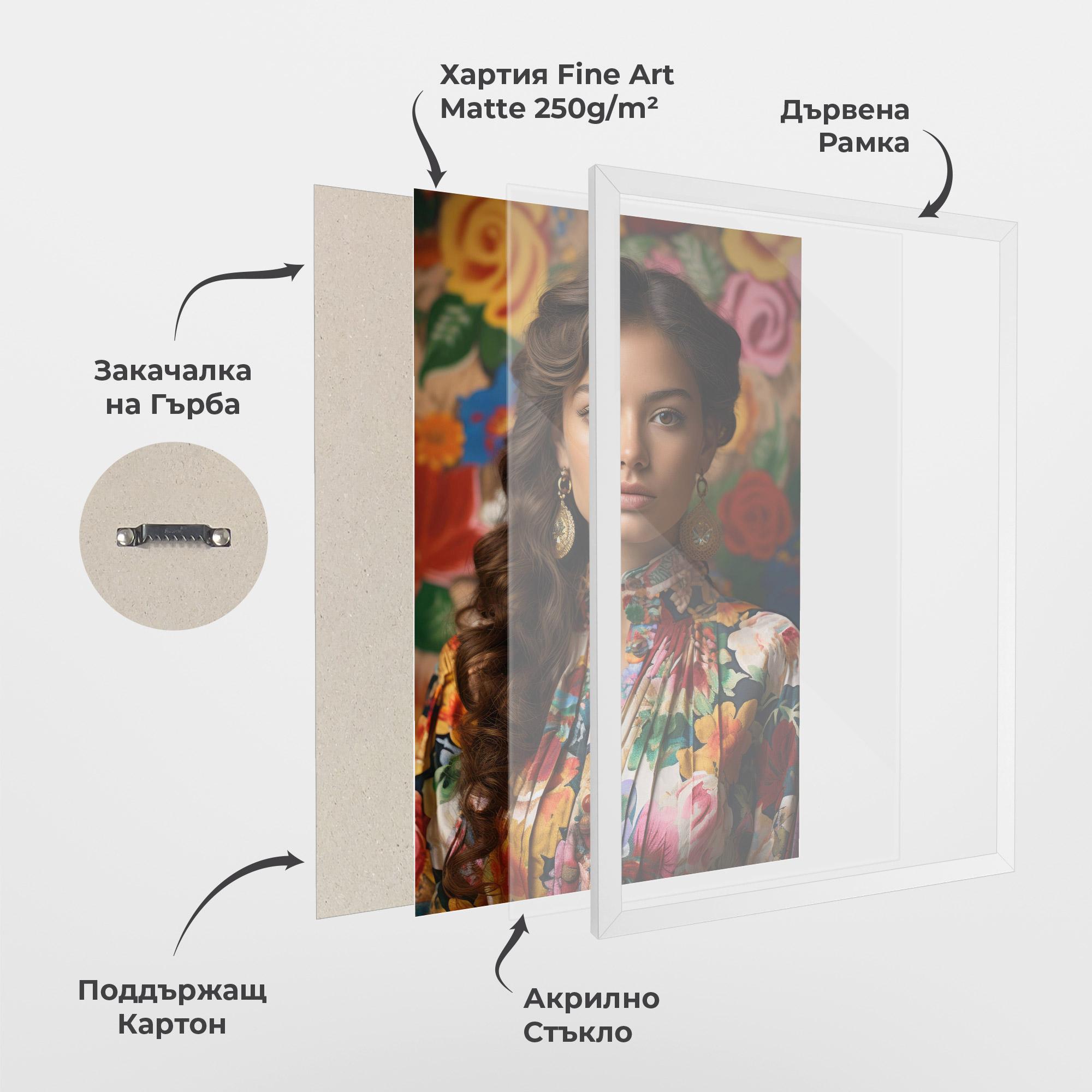 Рамкиран постер Floral Dress Long Hair mockup 1