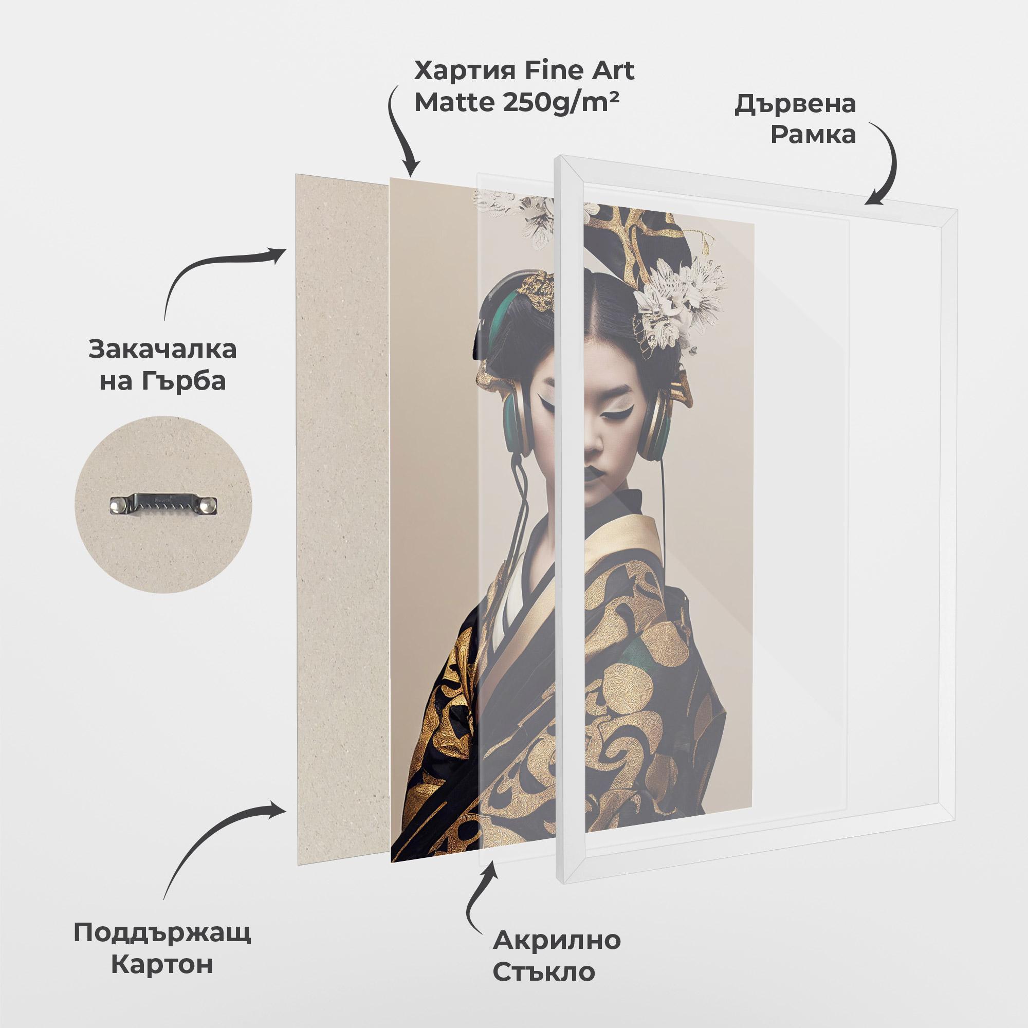 Рамкиран постер Kimono Headphones mockup 1