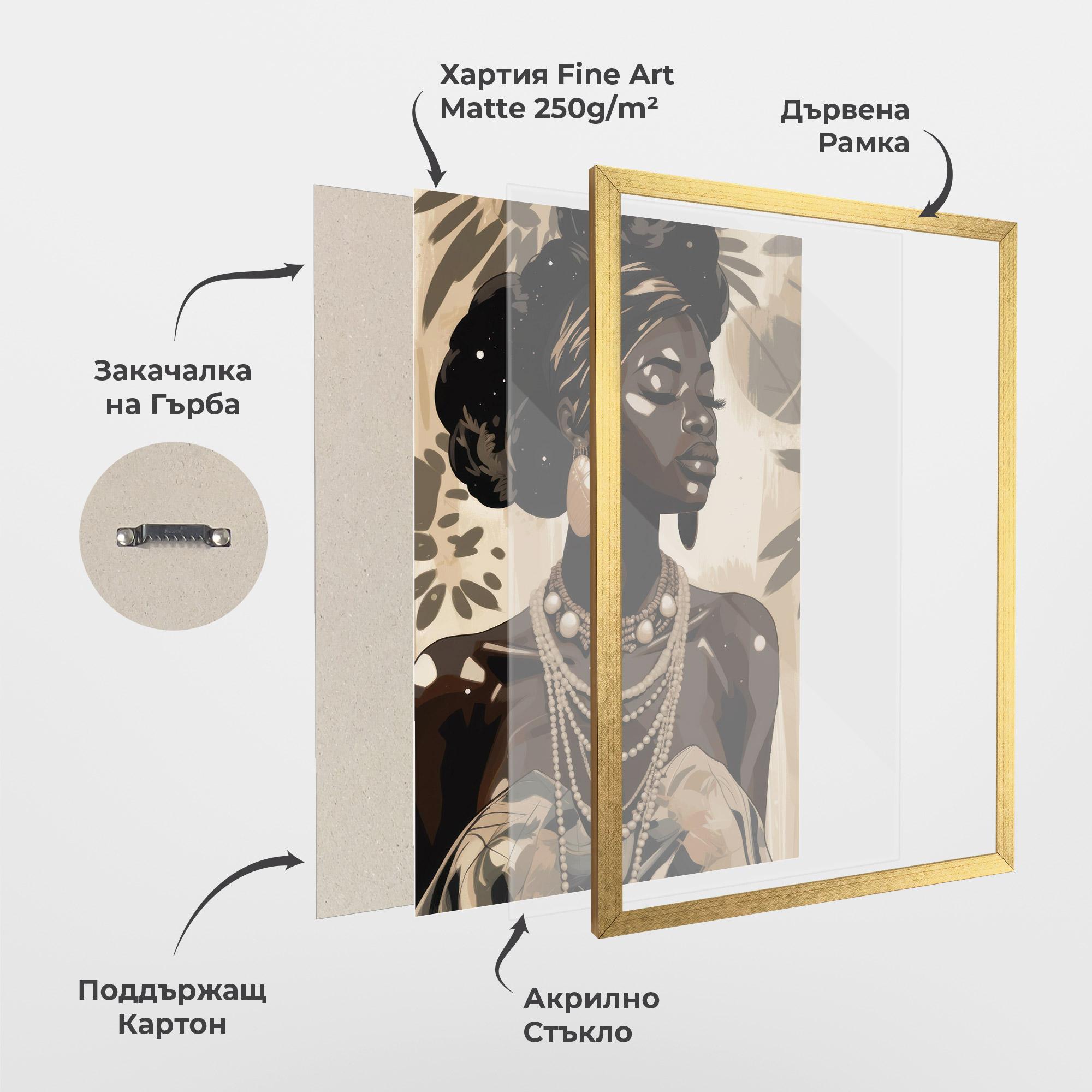 Рамкиран постер African Woman On Cream mockup 1