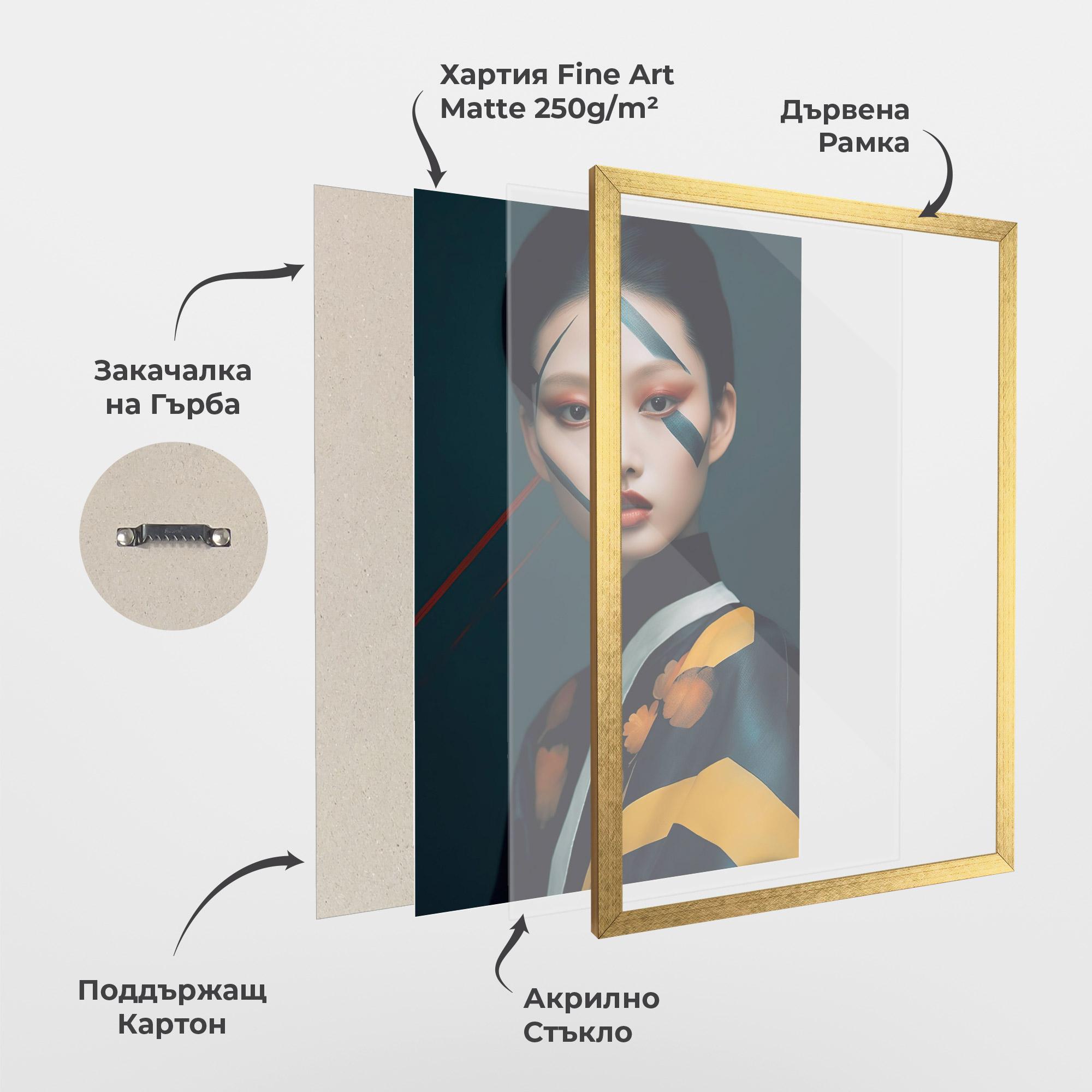 Рамкиран постер Asian Painted Woman mockup 1