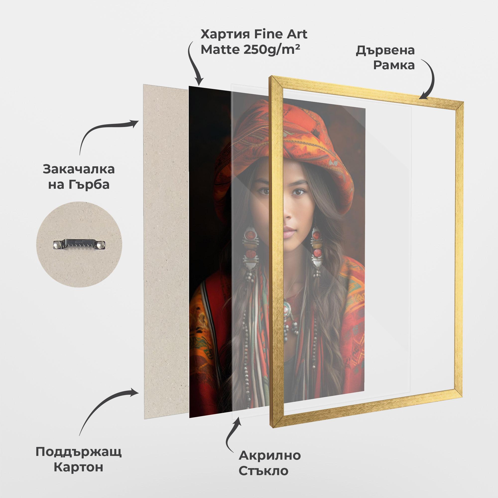 Рамкиран постер Colorful Hat And Earrings mockup 1