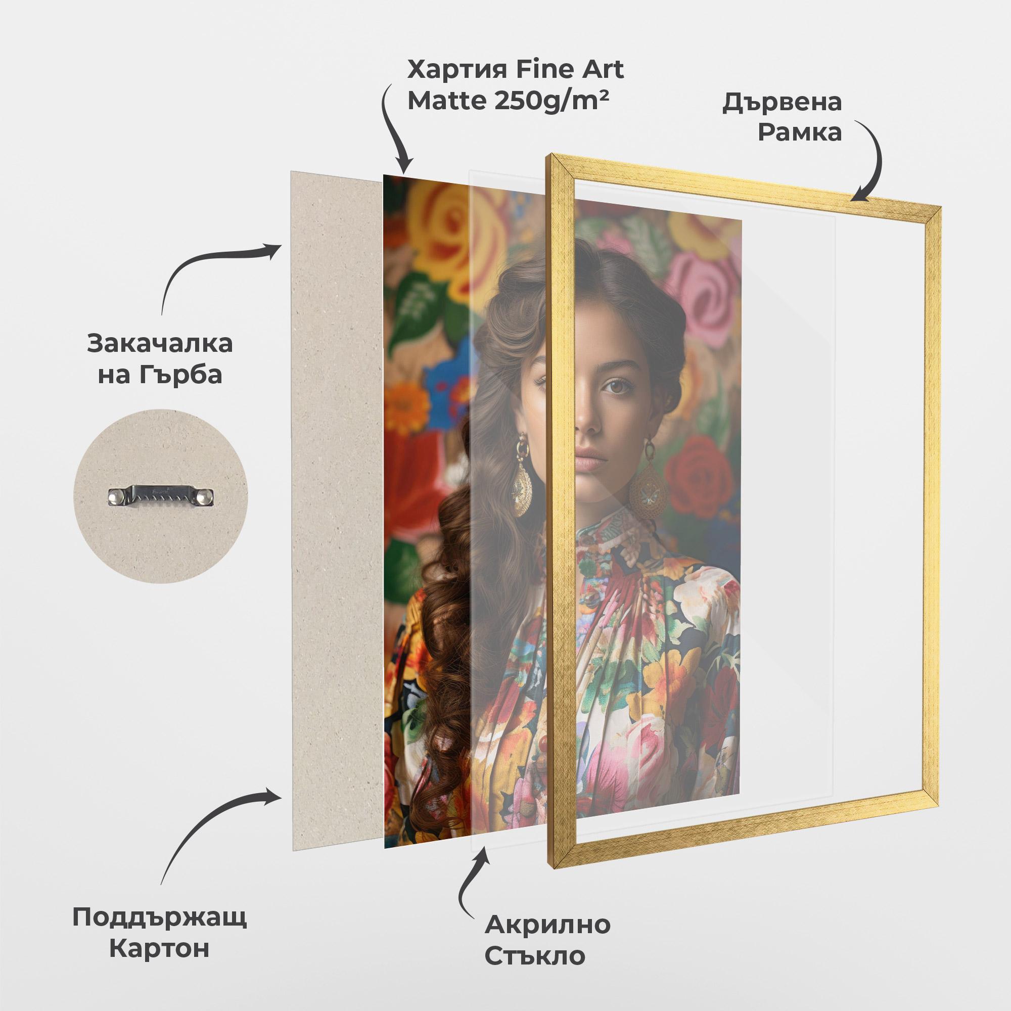 Рамкиран постер Floral Dress Long Hair mockup 1