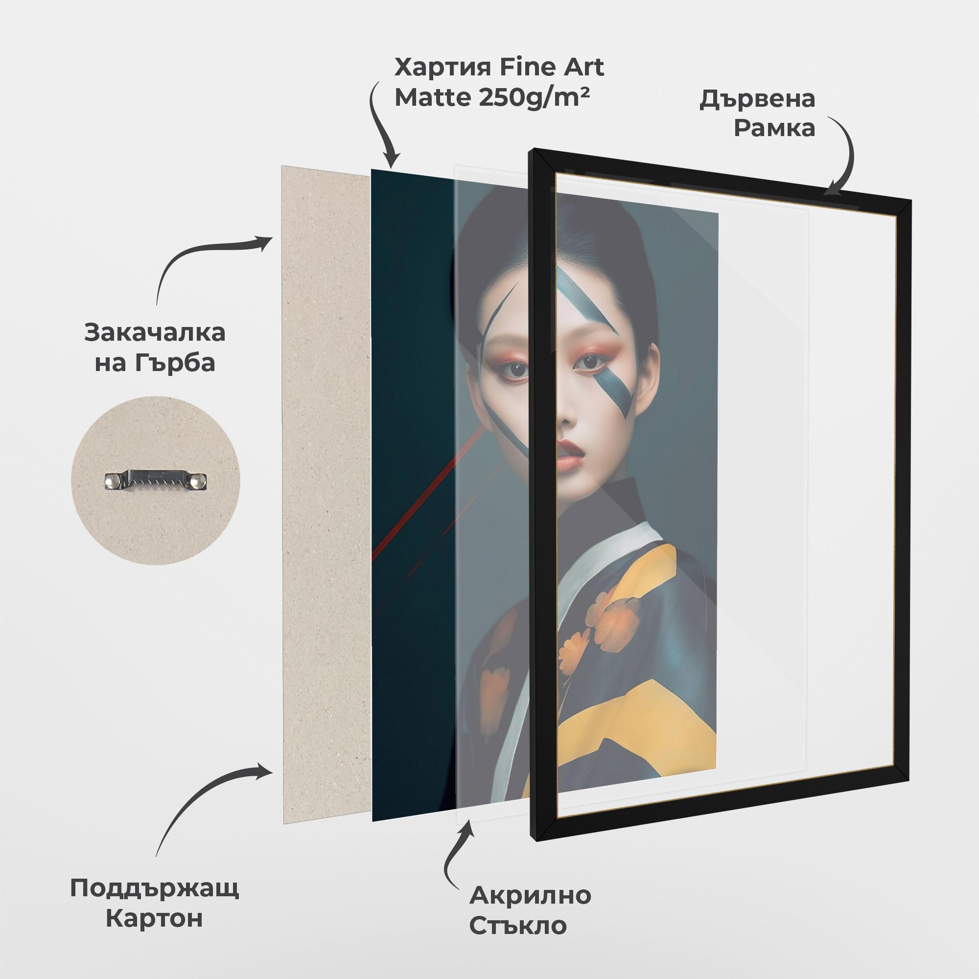 Рамкиран постер Asian Painted Woman mockup 1