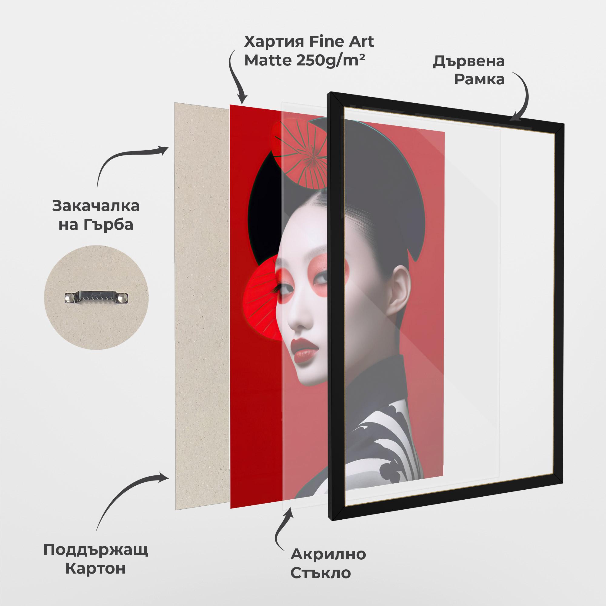 Рамкиран постер Asiatic Red Makeup mockup 1