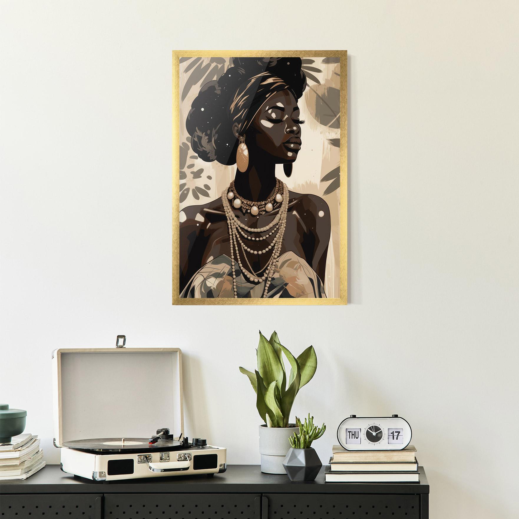 Рамкиран постер African Woman On Cream mockup 2