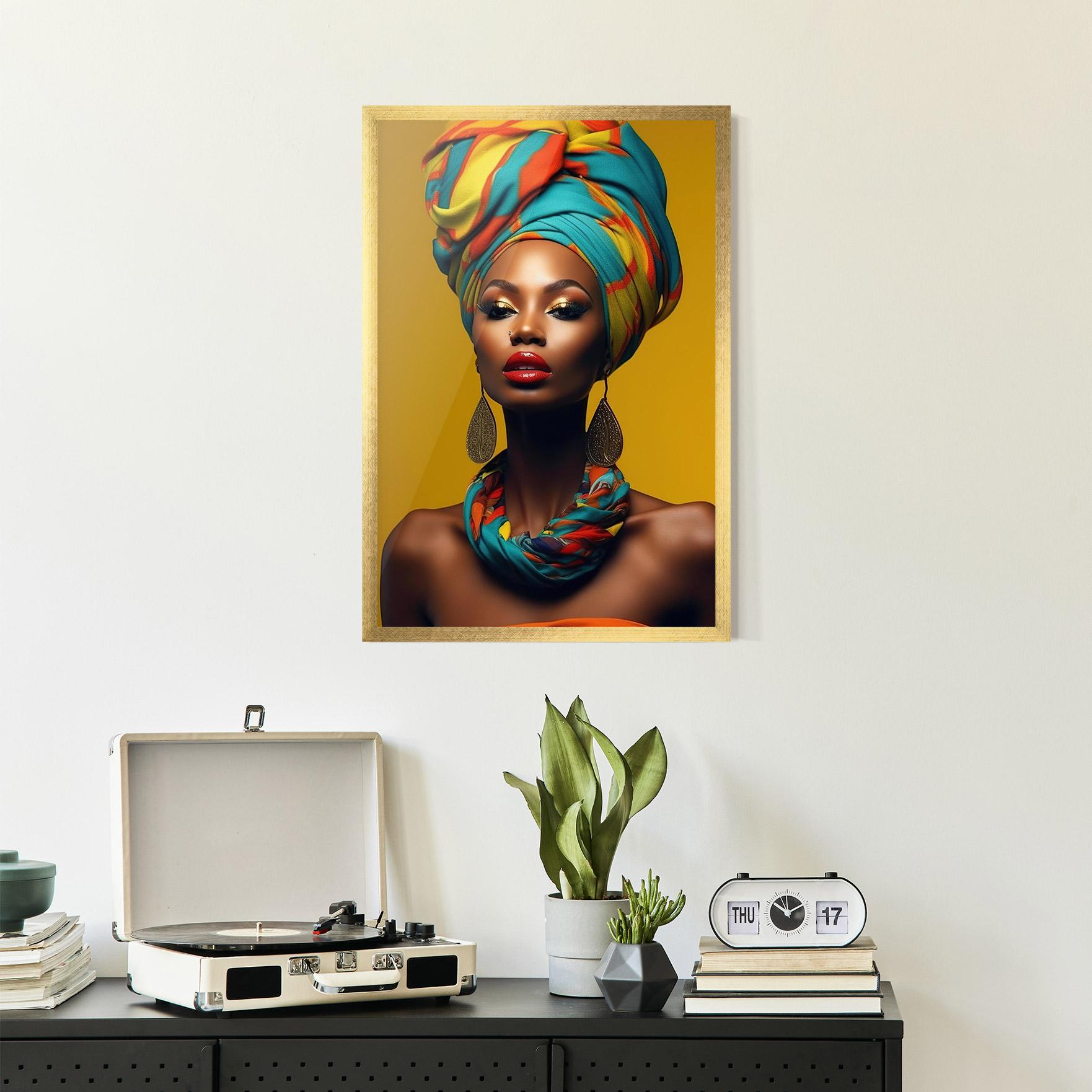 Рамкиран постер African Yellow Portrait mockup 2