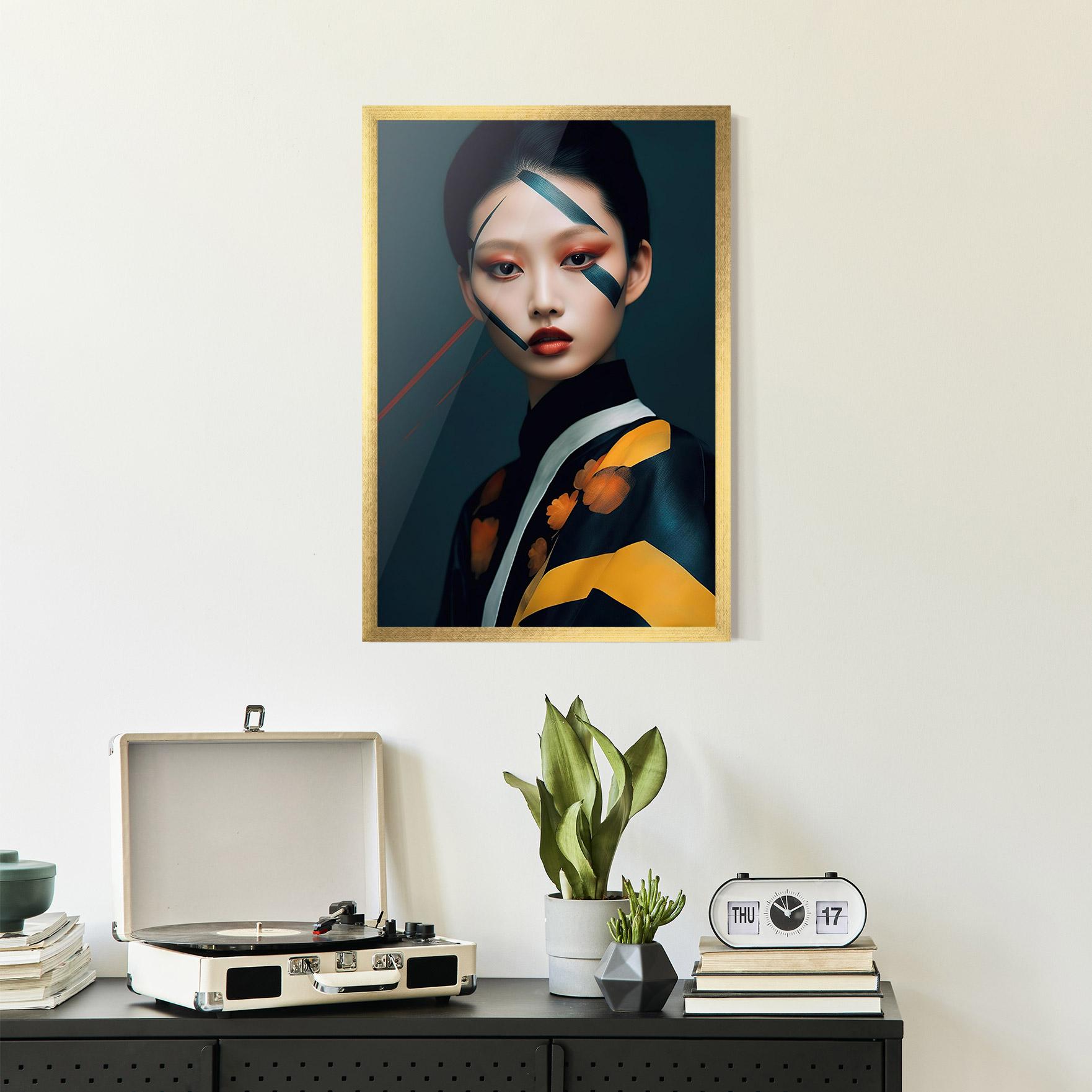 Рамкиран постер Asian Painted Woman mockup 2