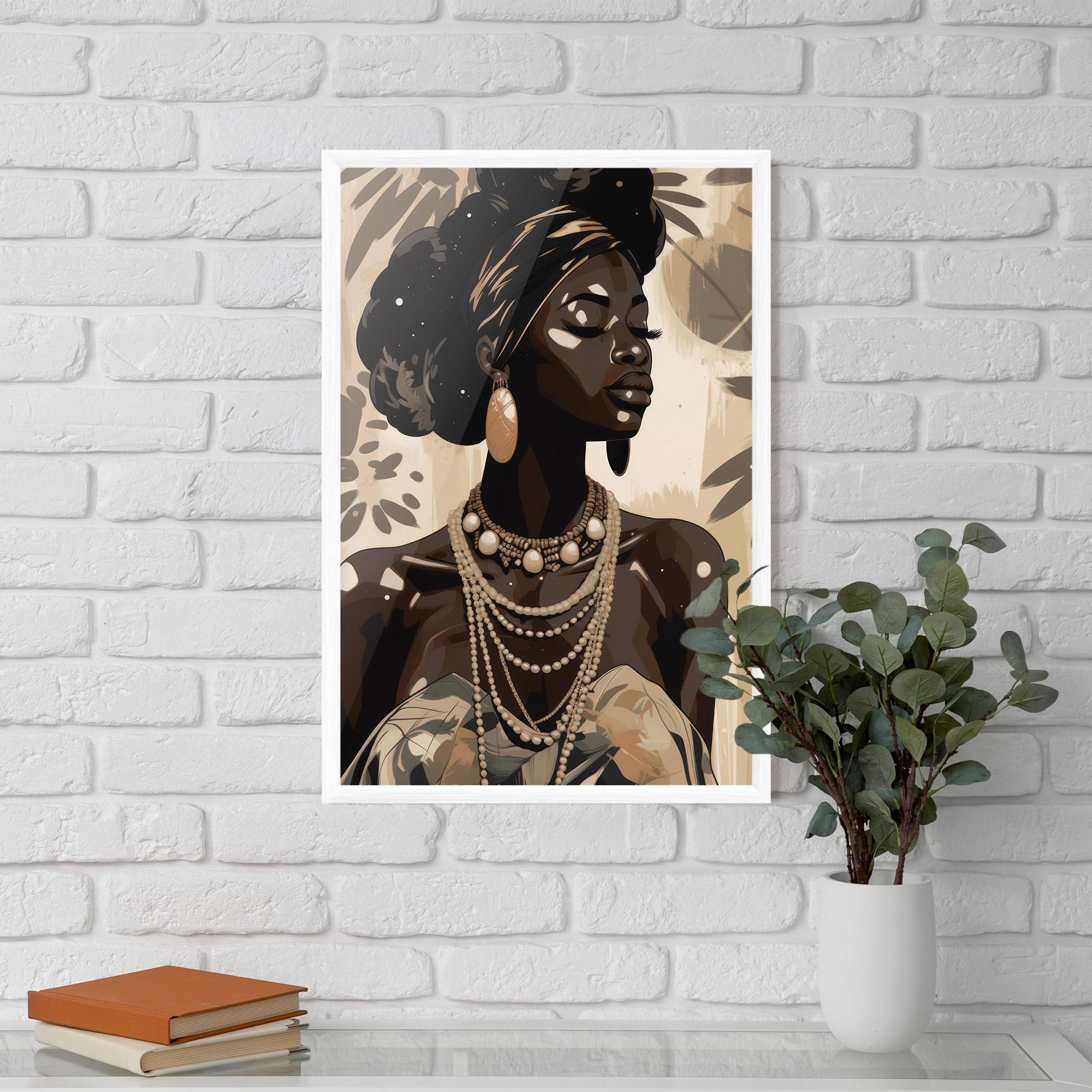 Рамкиран постер African Woman On Cream mockup 5