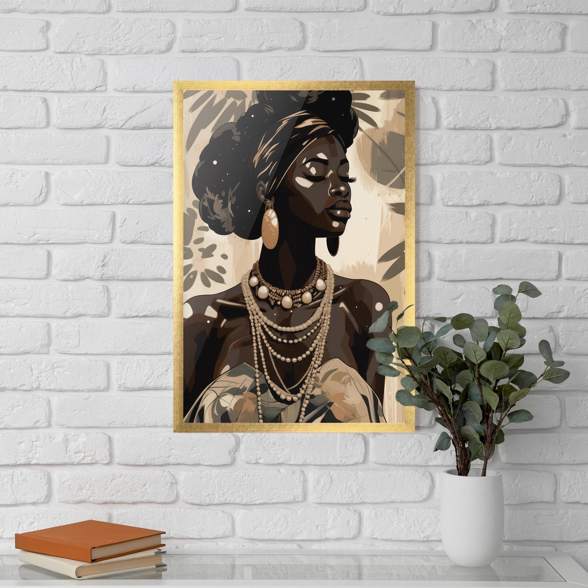Рамкиран постер African Woman On Cream mockup 5