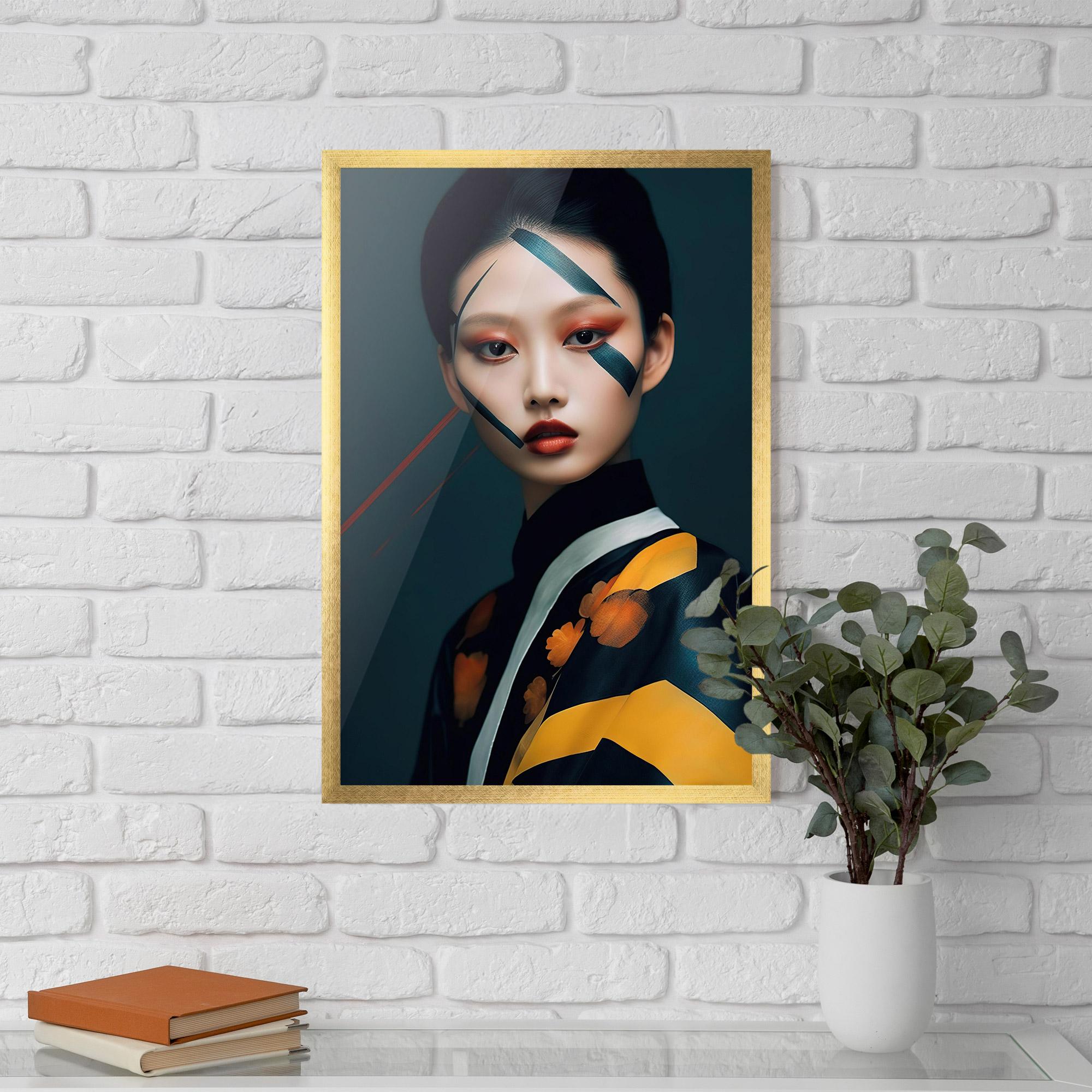 Рамкиран постер Asian Painted Woman mockup 5