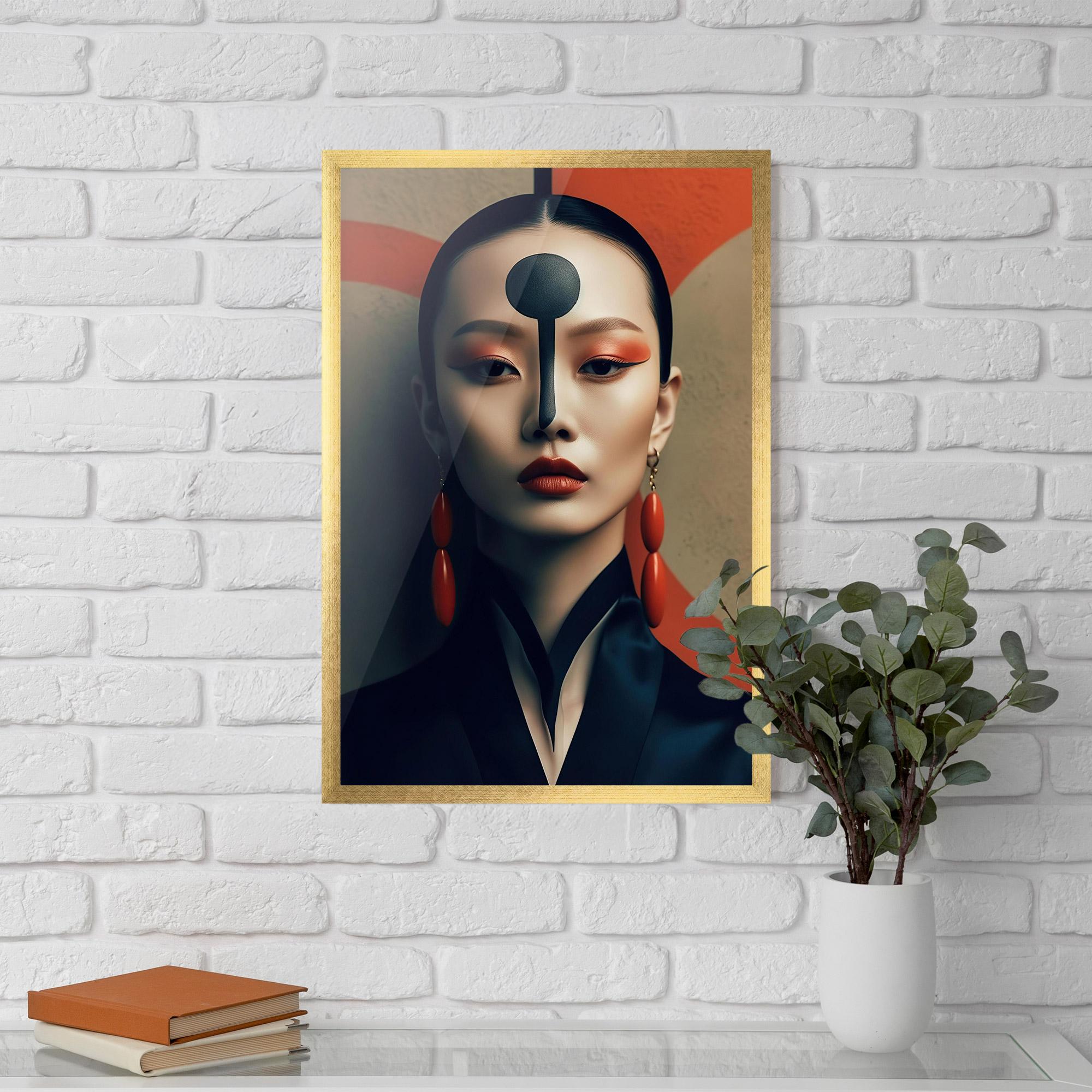 Рамкиран постер Black Circle Asian Woman mockup 5