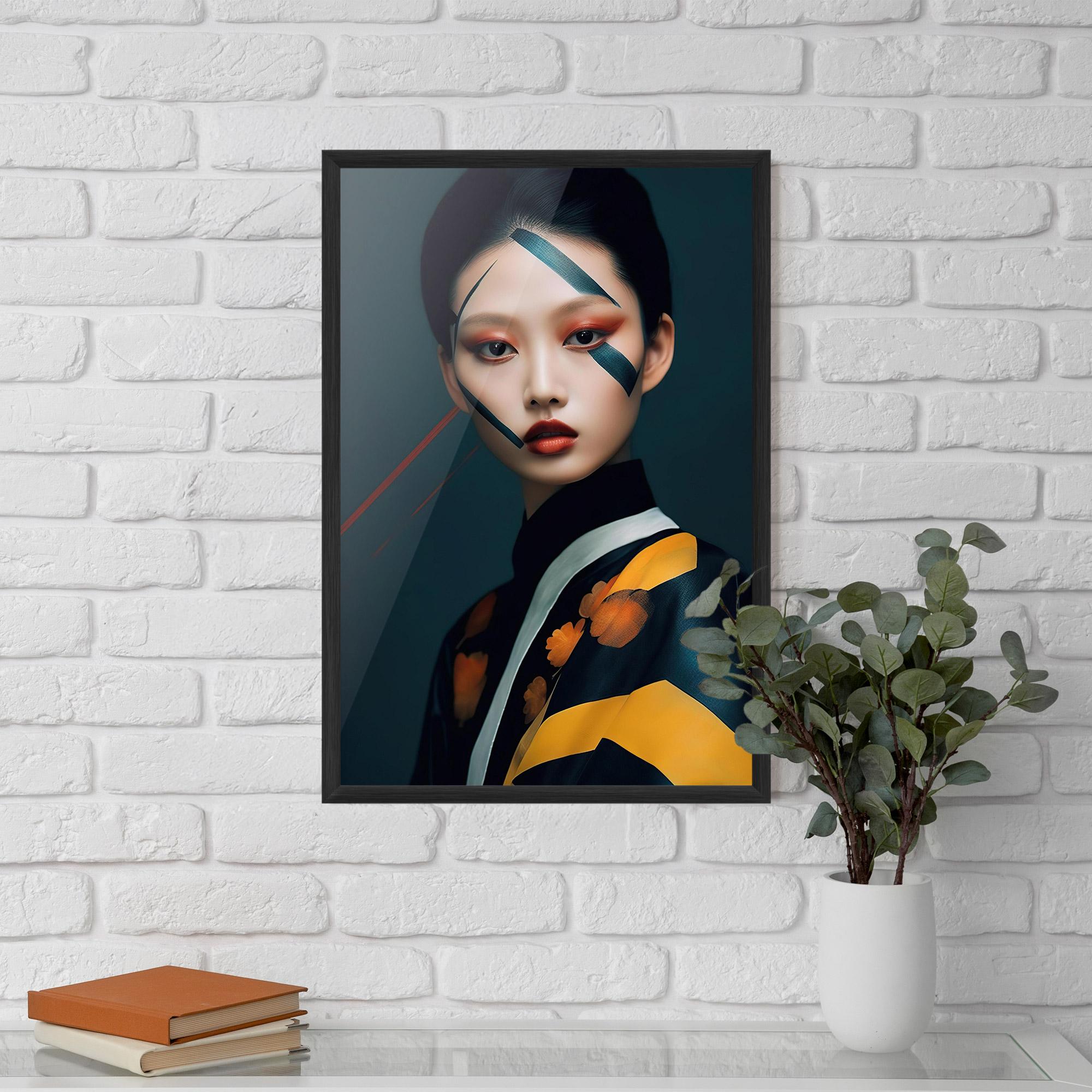 Рамкиран постер Asian Painted Woman mockup 5
