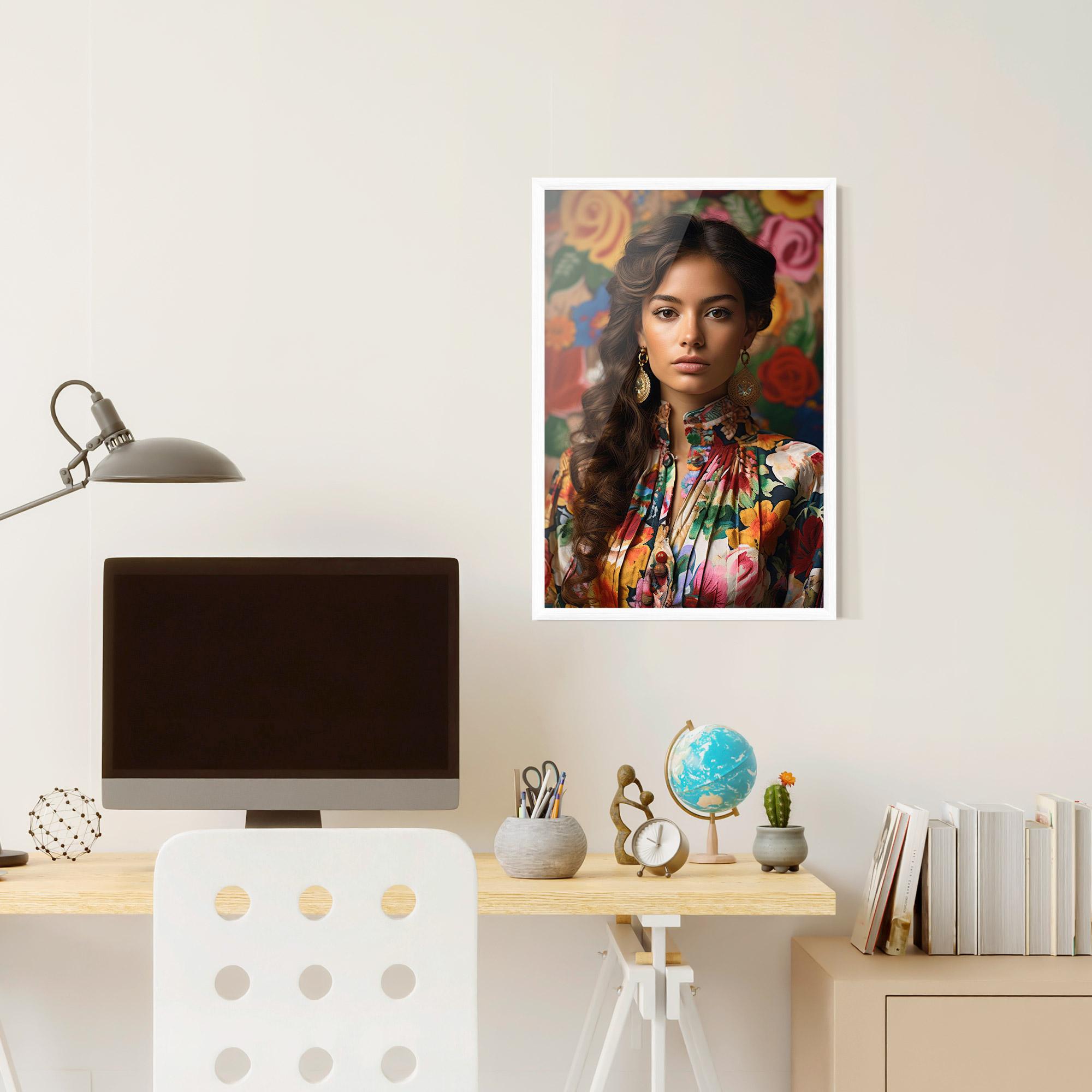 Рамкиран постер Floral Dress Long Hair mockup 6