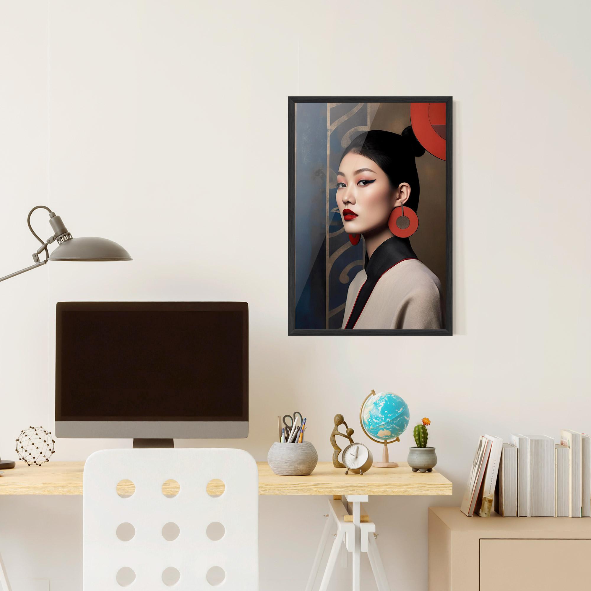 Рамкиран постер Asian Big Earrings mockup 6