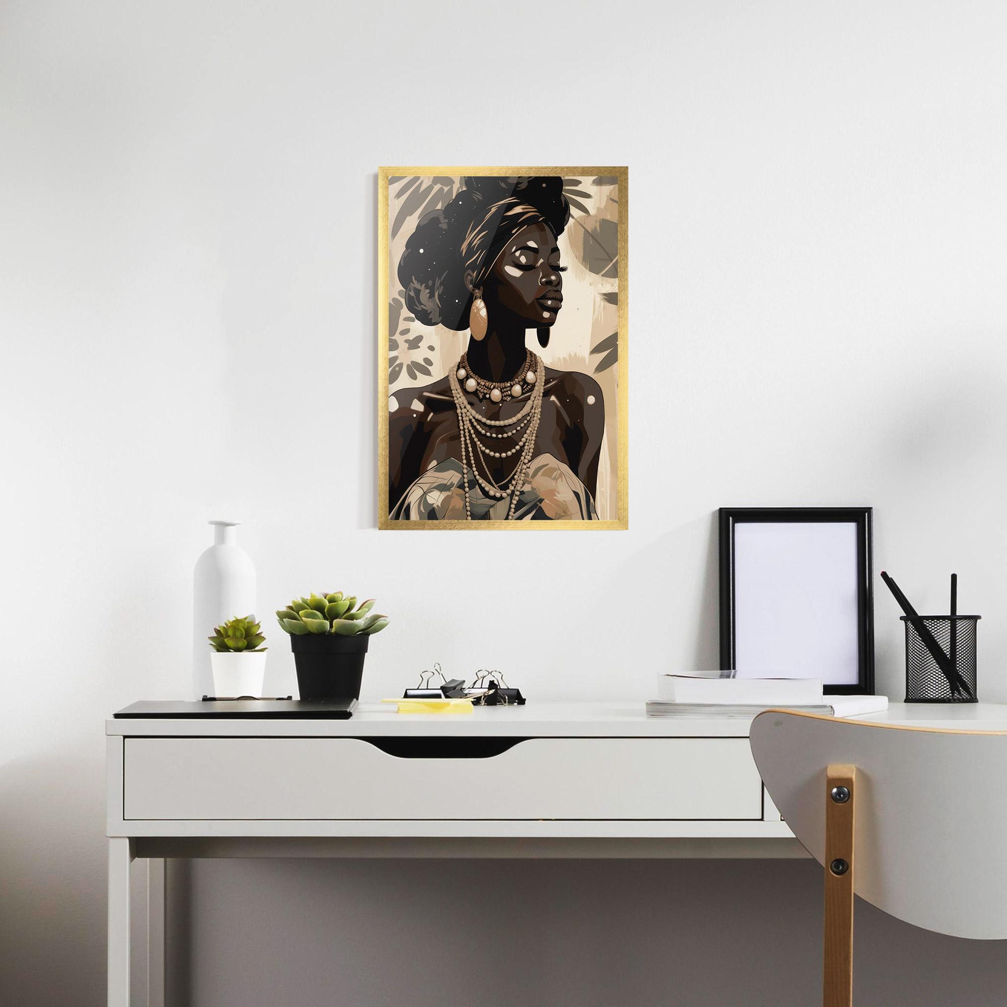 Рамкиран постер African Woman On Cream mockup 7
