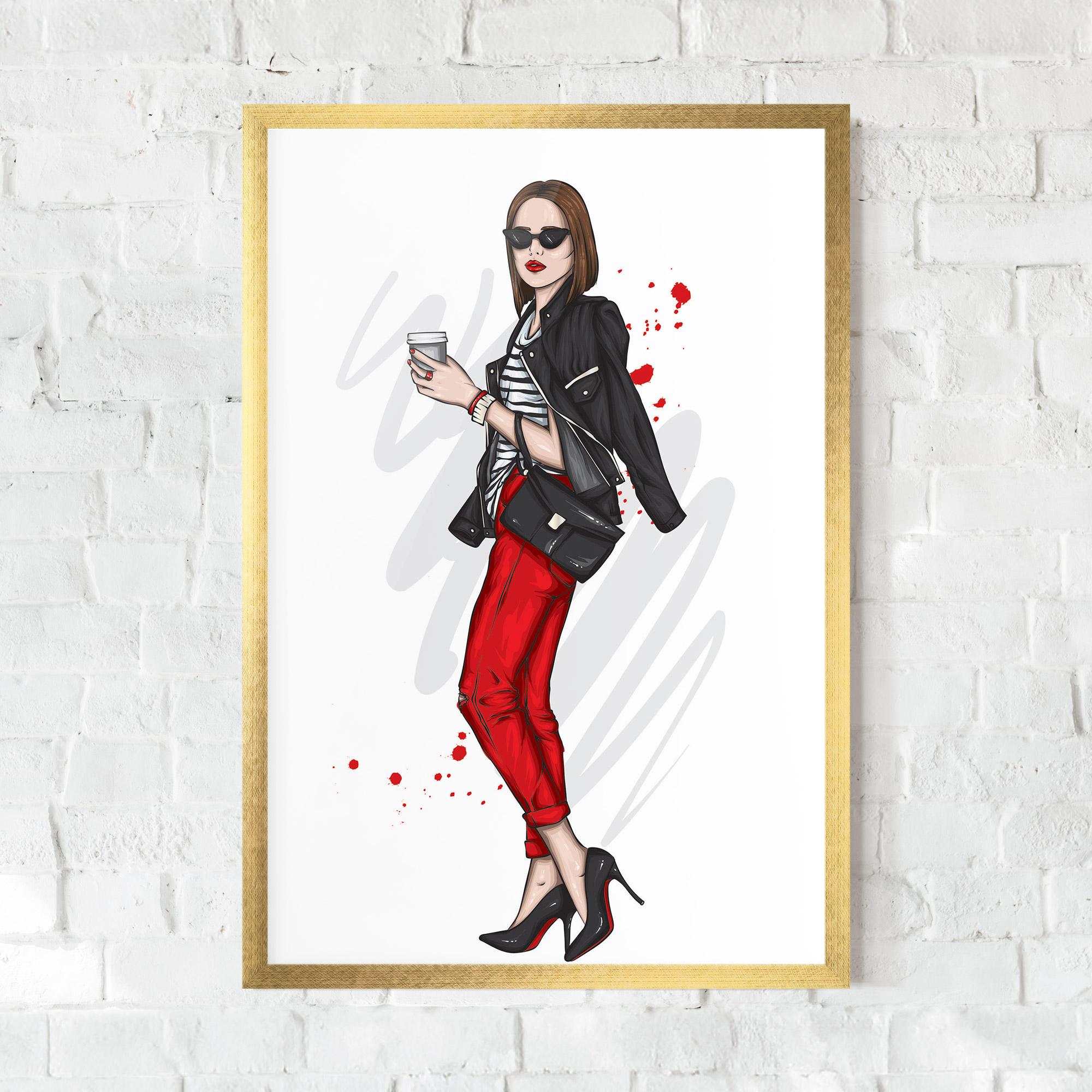 Рамкиран постер Red Pants Woman mockup 0