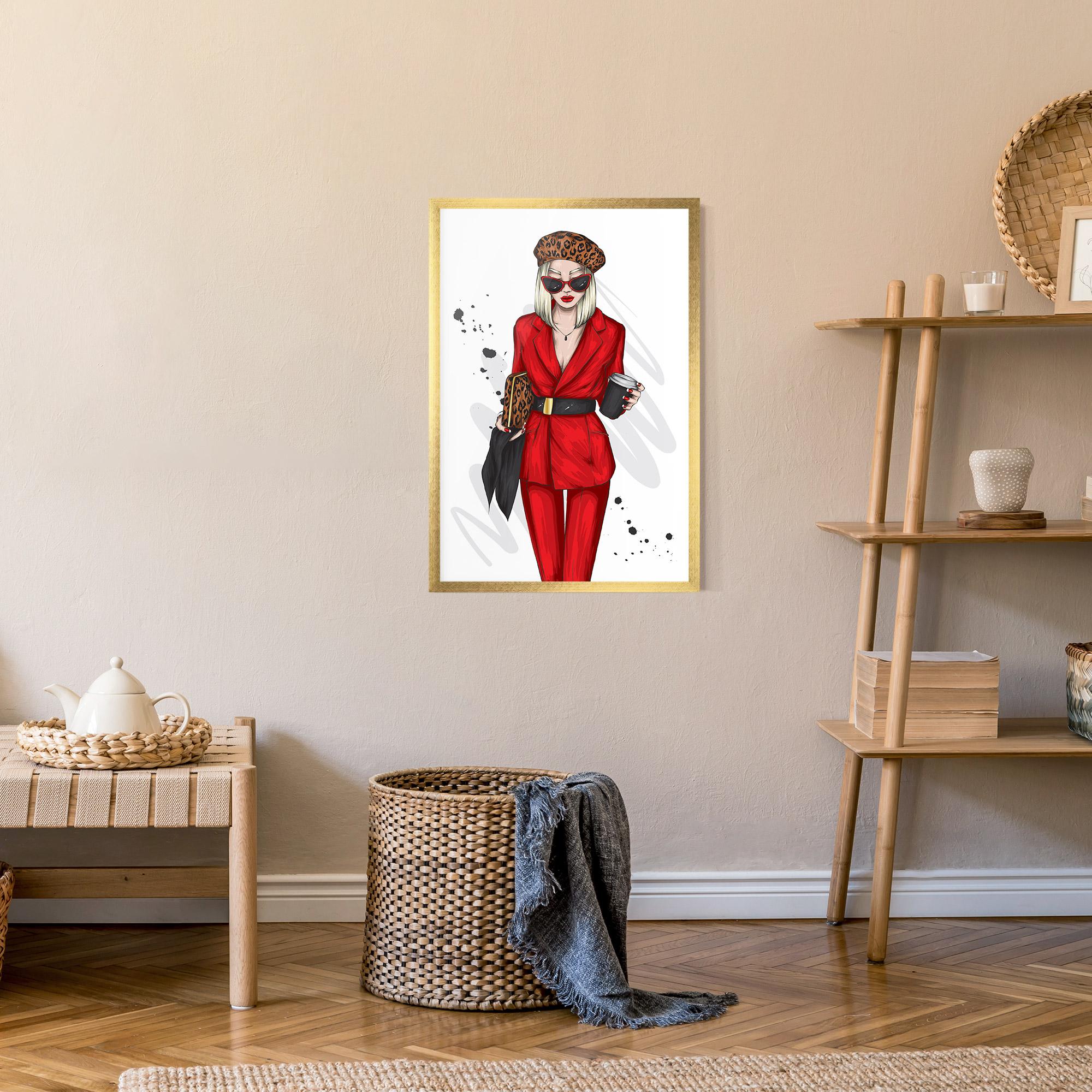 Рамкиран постер Red Suit Woman mockup 9