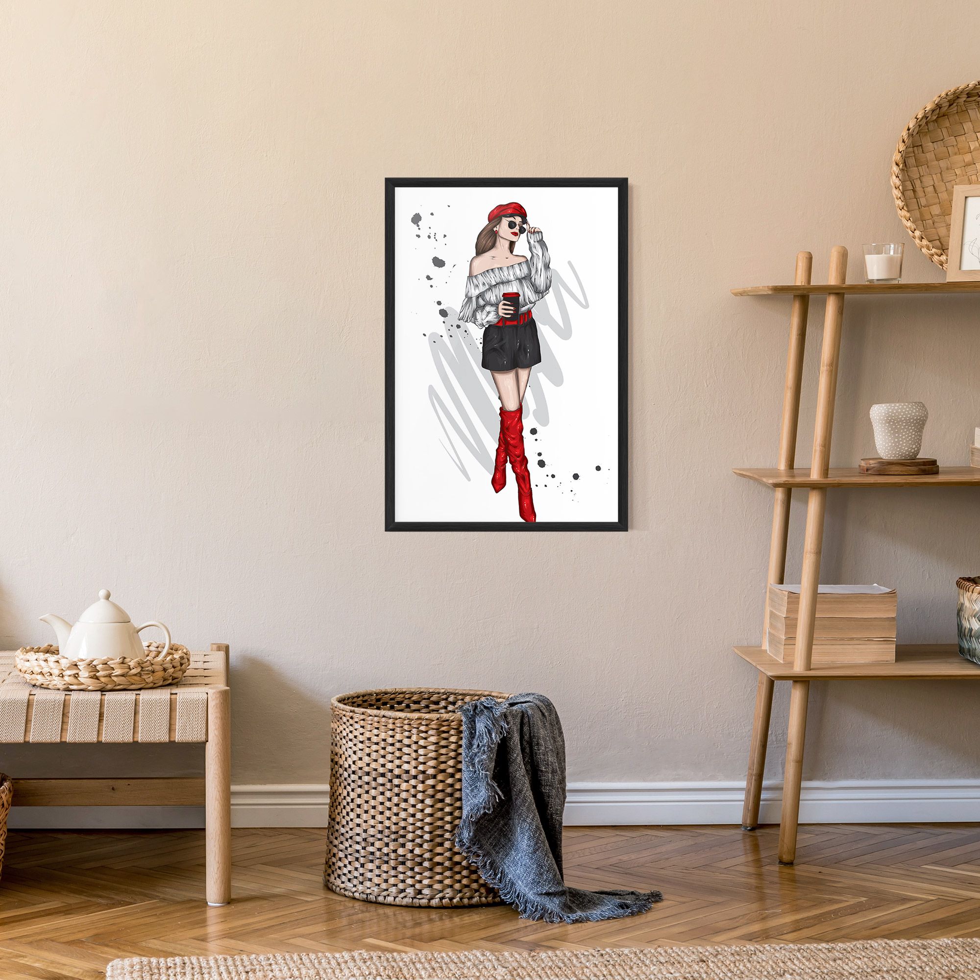 Red Tall Boots Woman mockup 9
