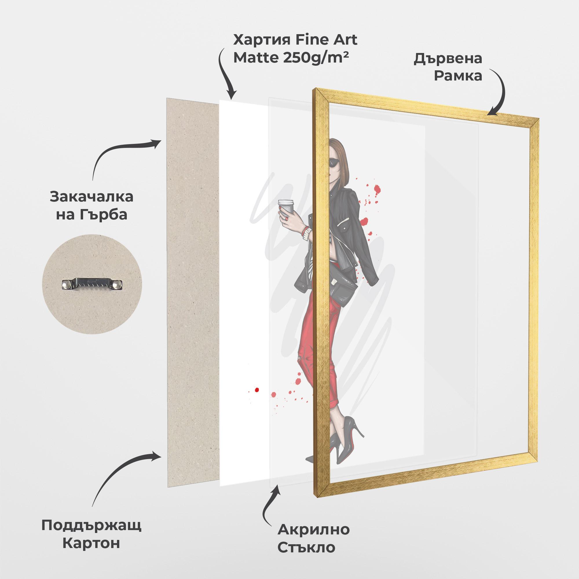 Рамкиран постер Red Pants Woman mockup 1