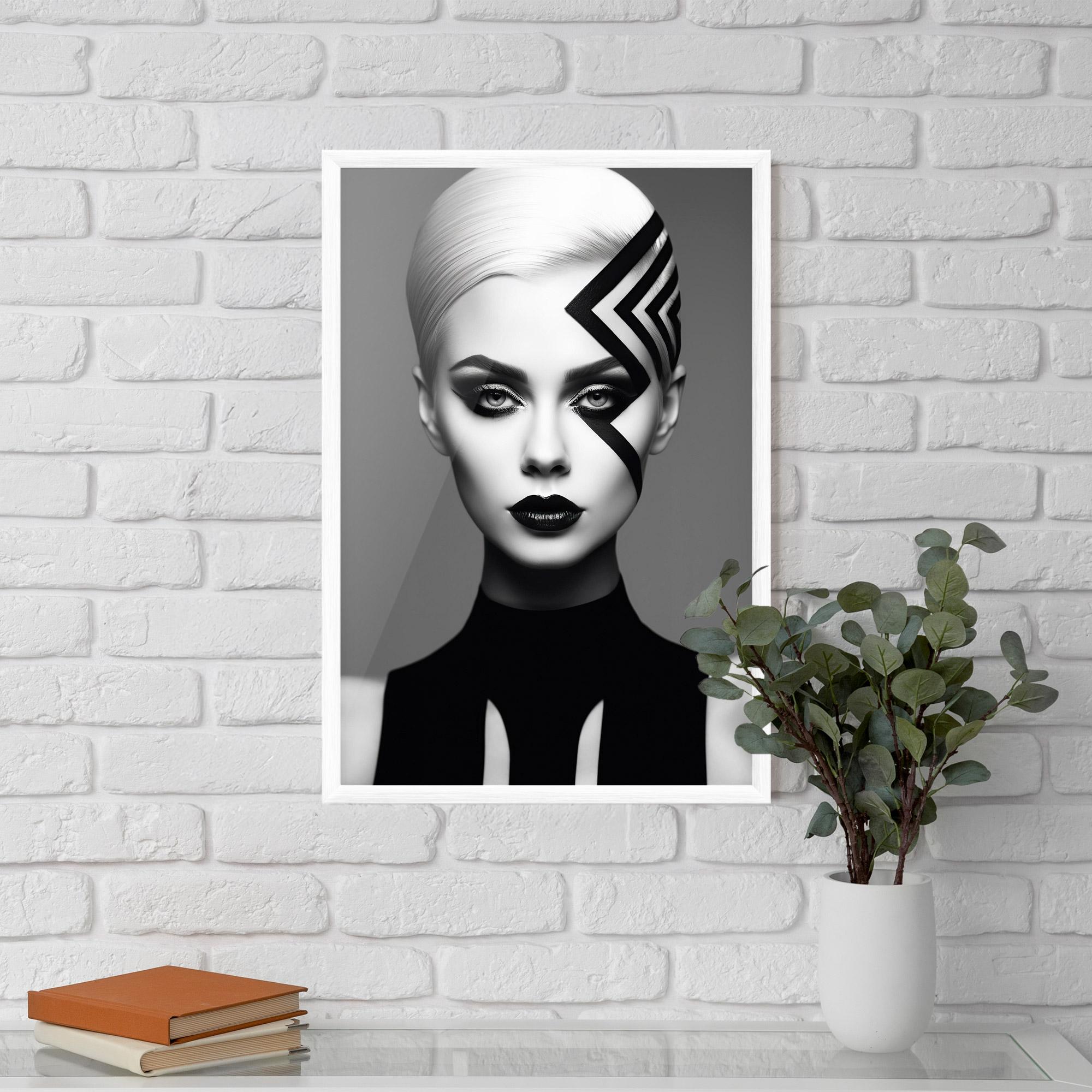 Рамкиран постер Black Lines On Face mockup 5