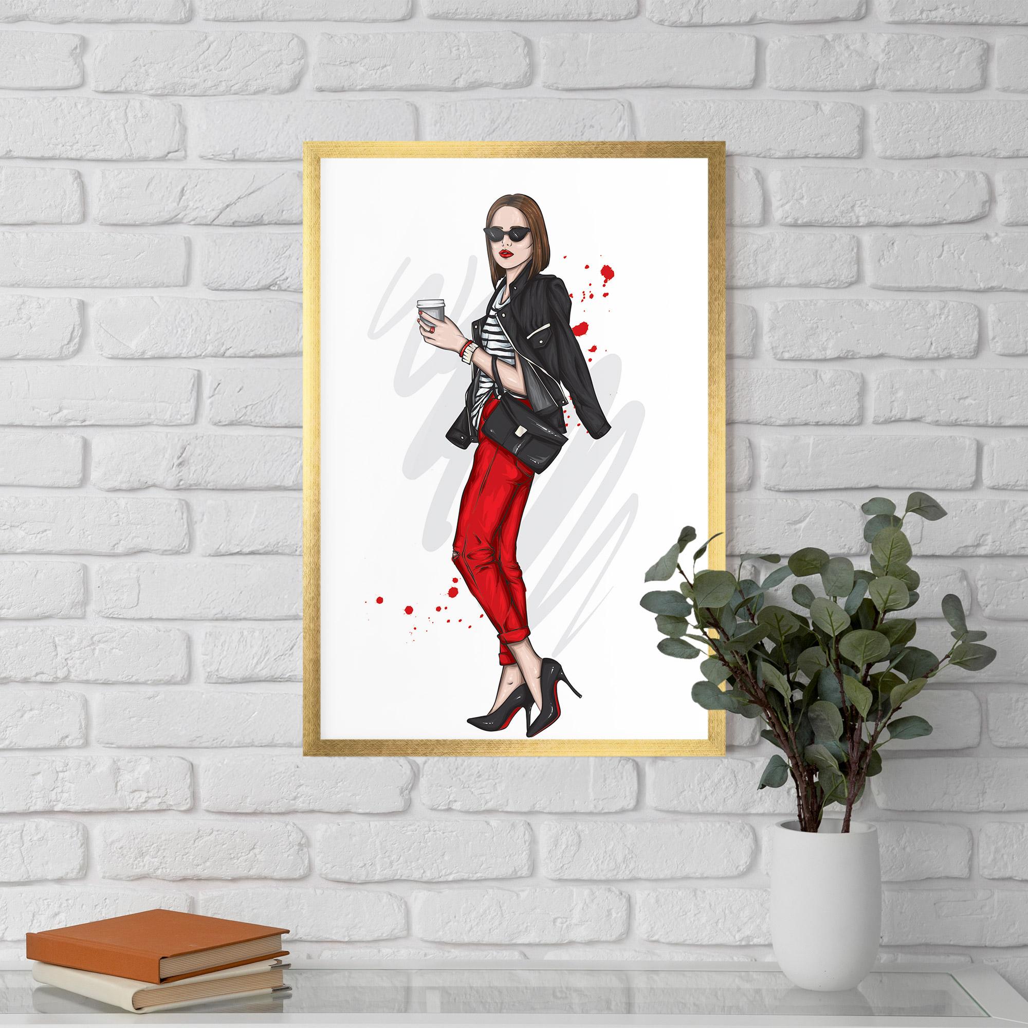 Рамкиран постер Red Pants Woman mockup 5