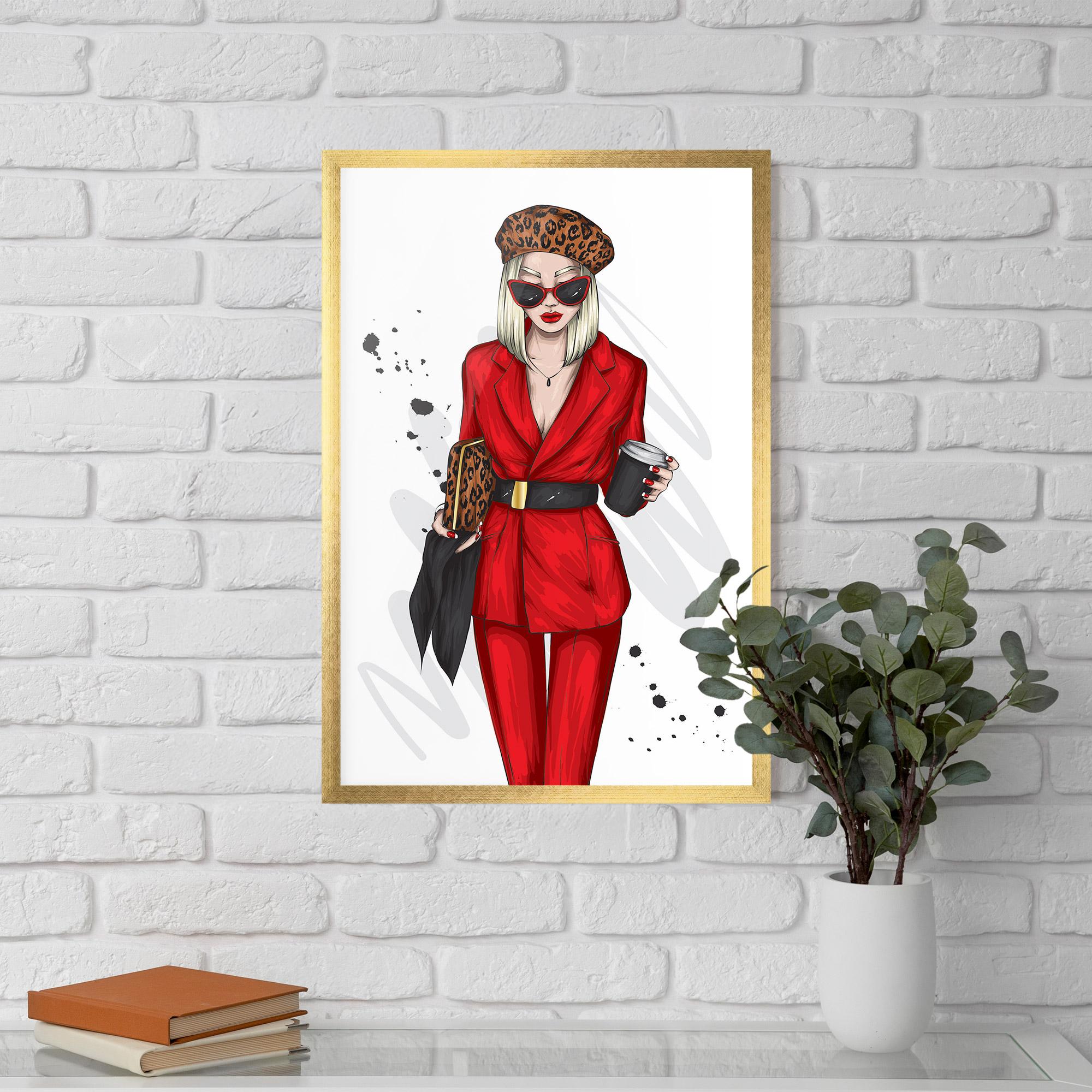 Рамкиран постер Red Suit Woman mockup 5