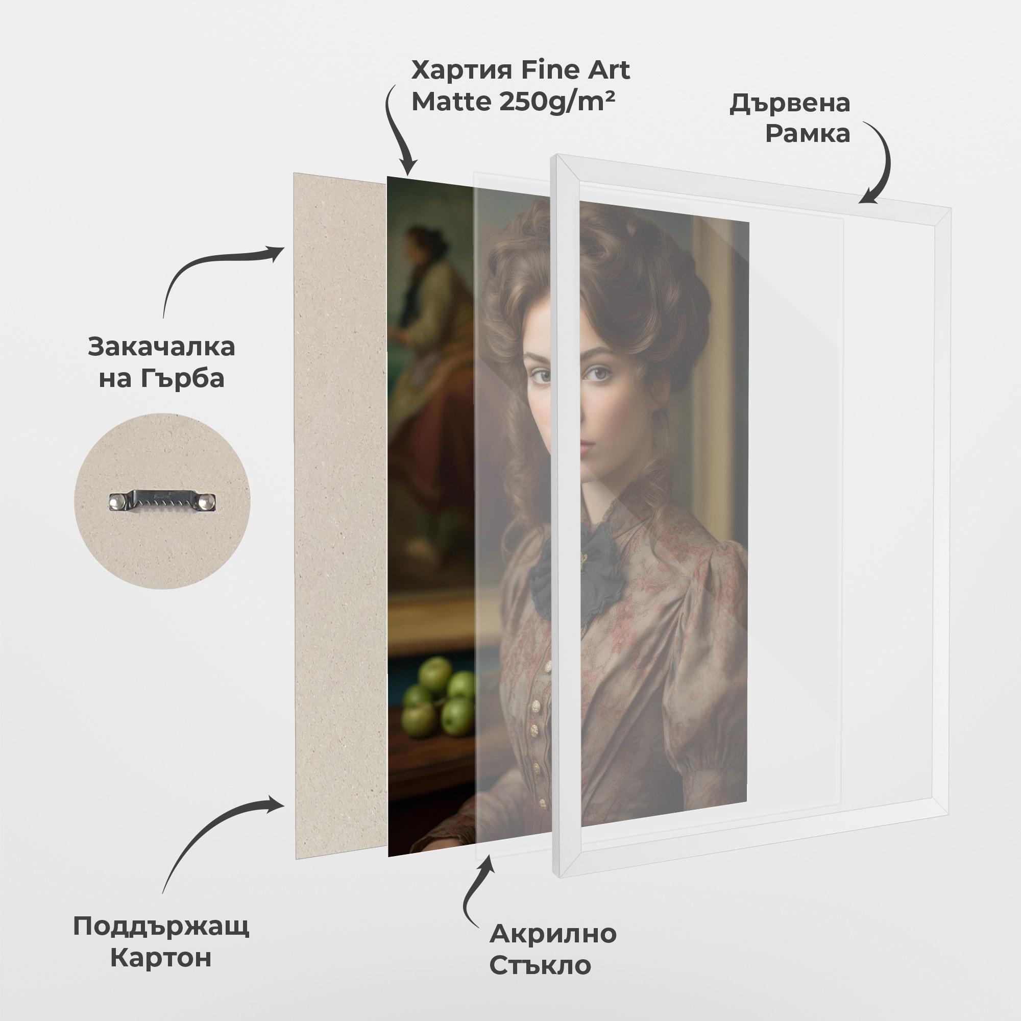 Рамкиран постер Green Vintage Apple mockup 1