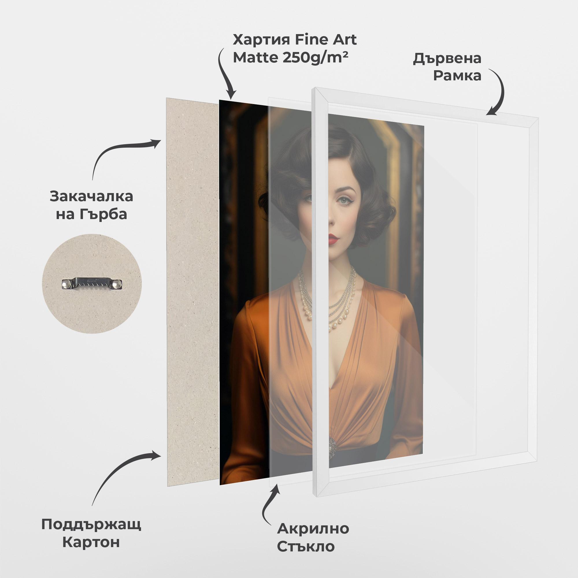 Рамкиран постер Orange Blouse Pearls mockup 1