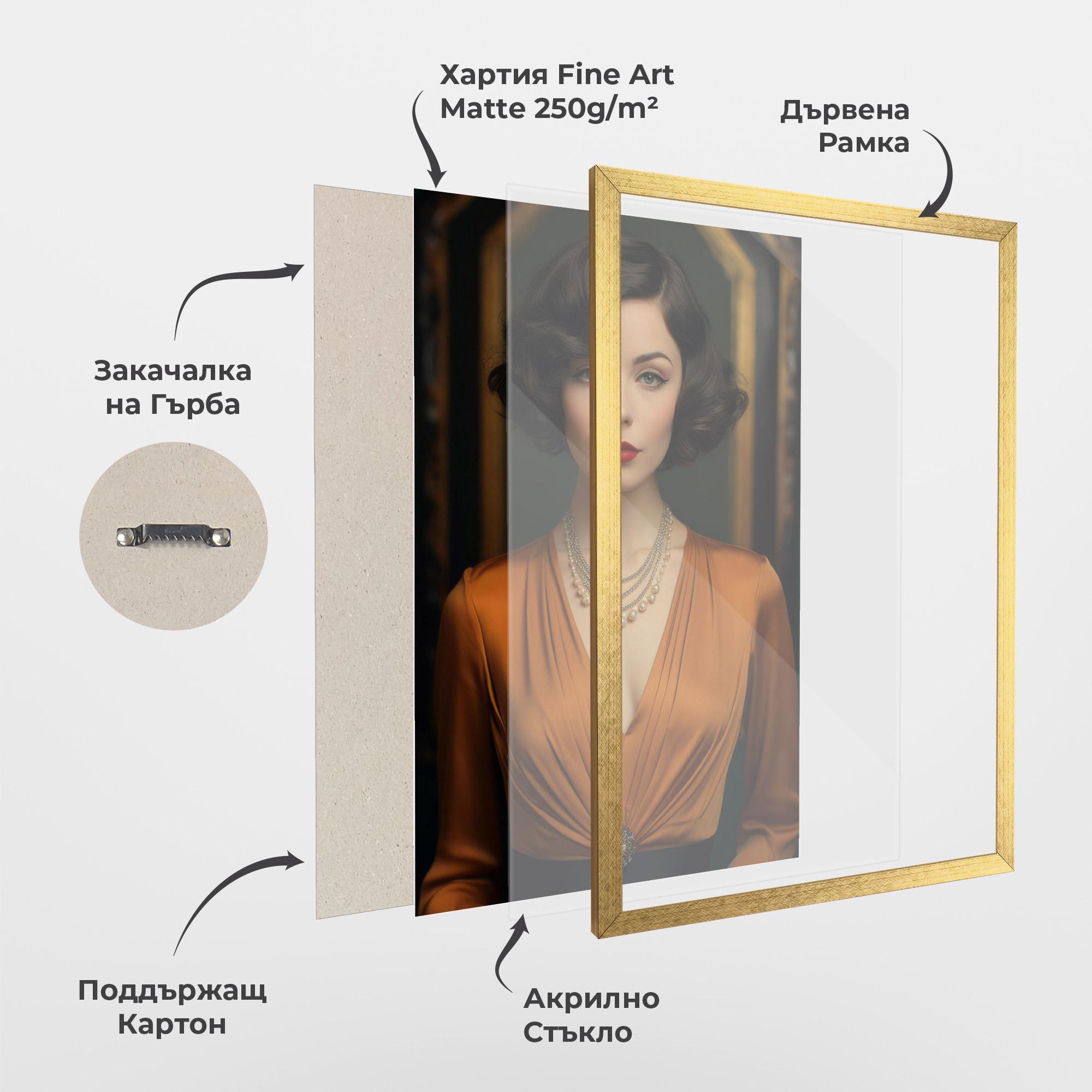 Рамкиран постер Orange Blouse Pearls mockup 1