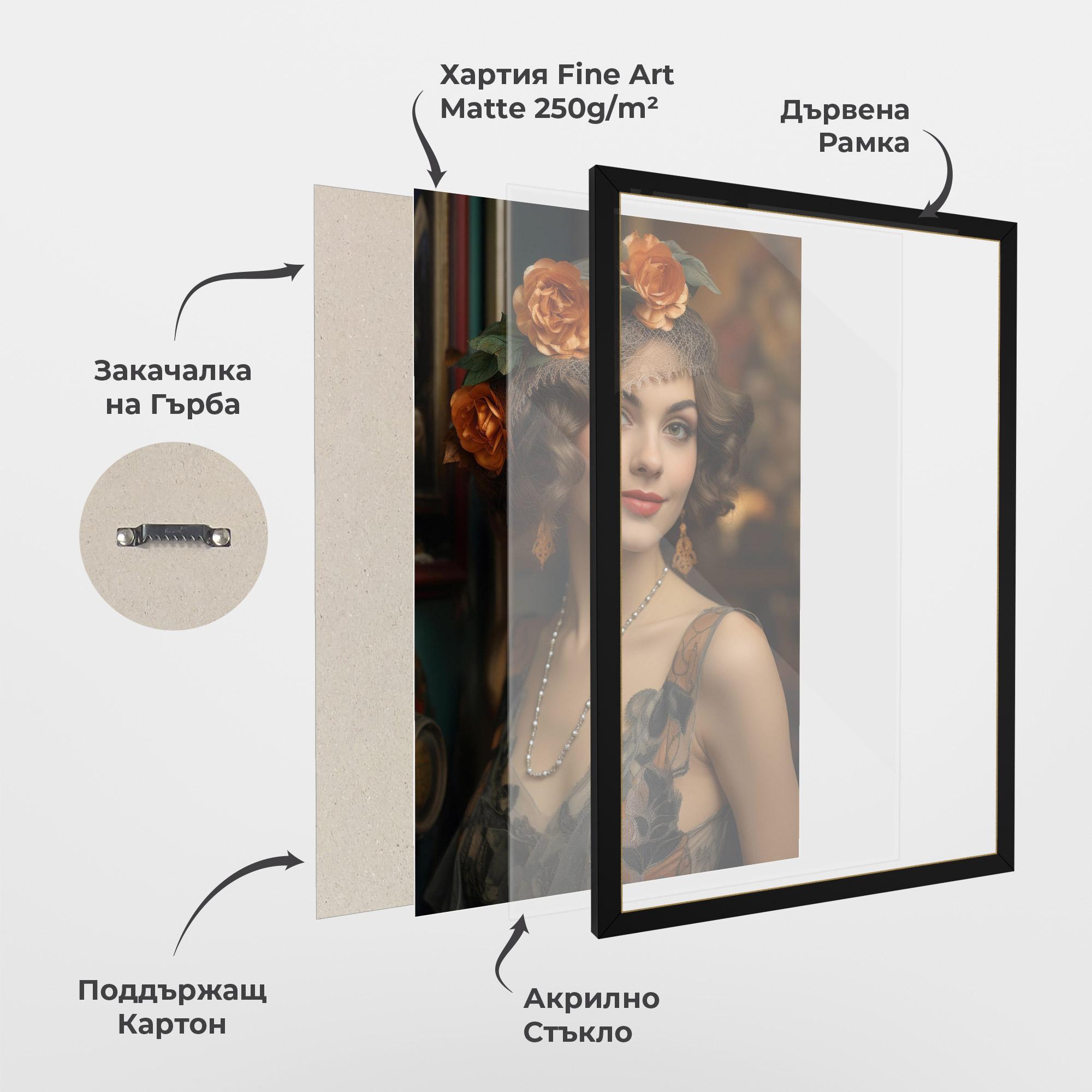 Рамкиран постер Orange Vintage Roses mockup 1