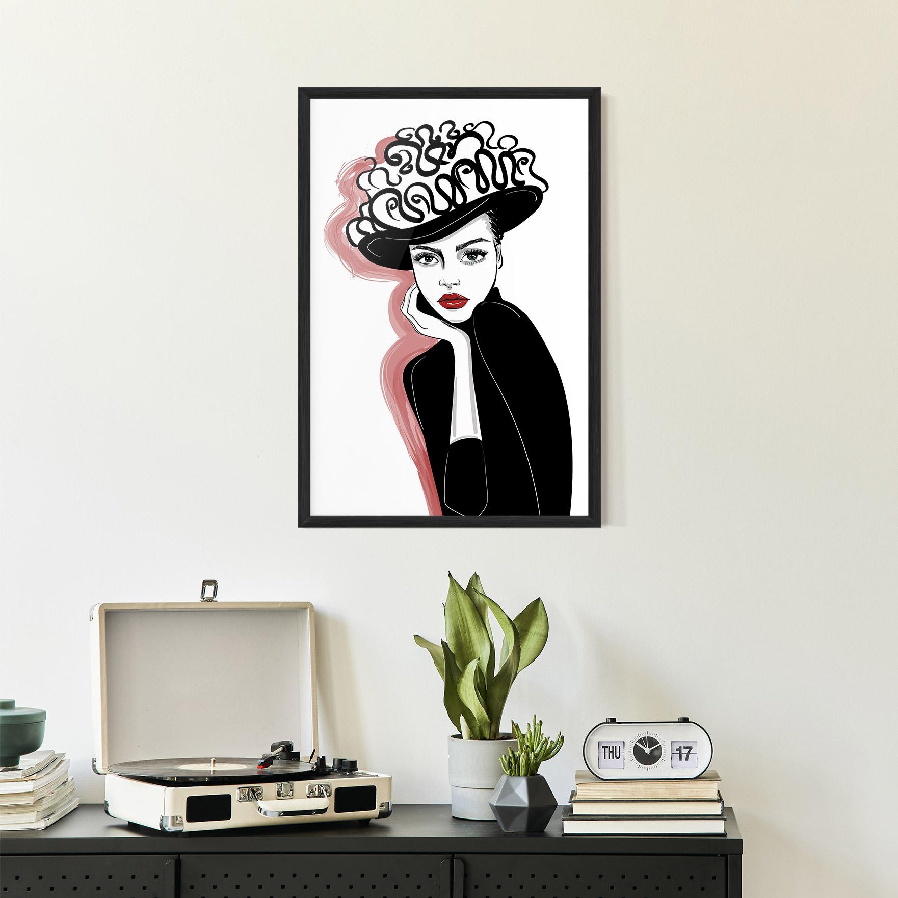 Рамкиран постер Vintage Drawing mockup 2