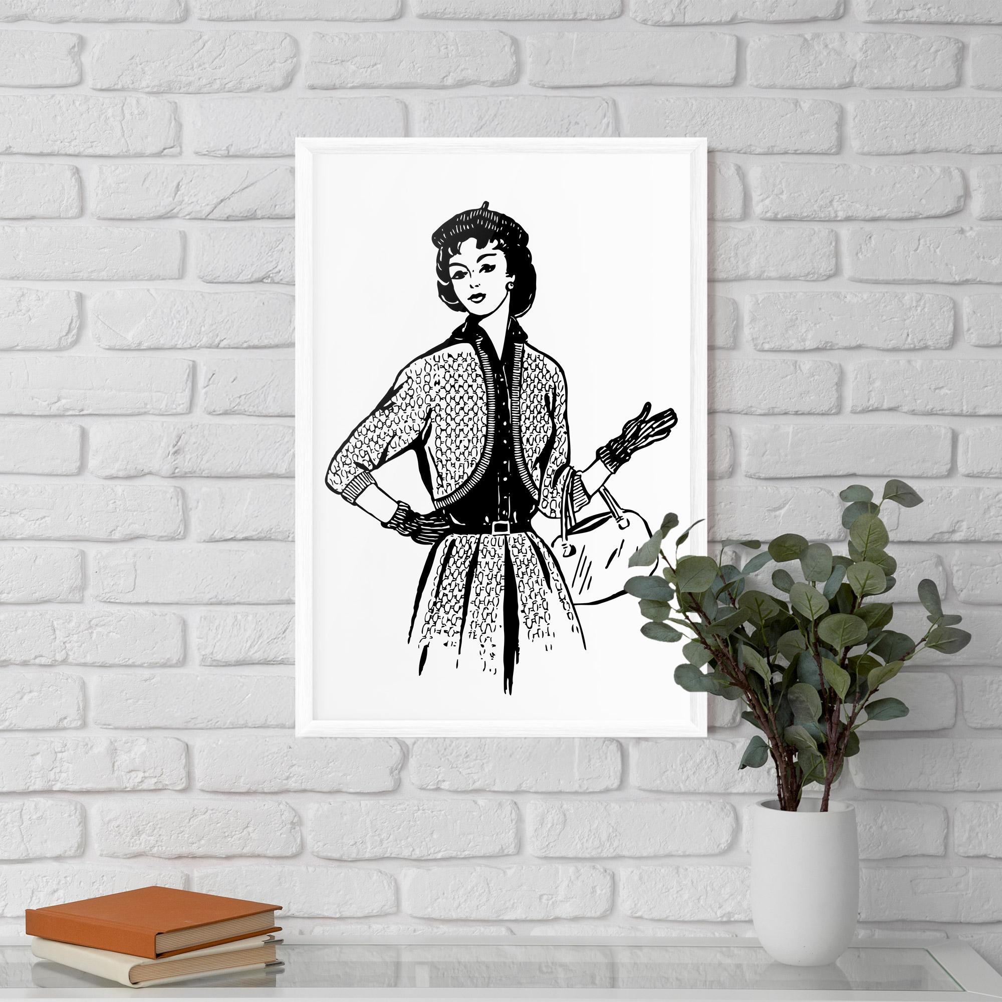 Рамкиран постер Vintage Woman Line mockup 5