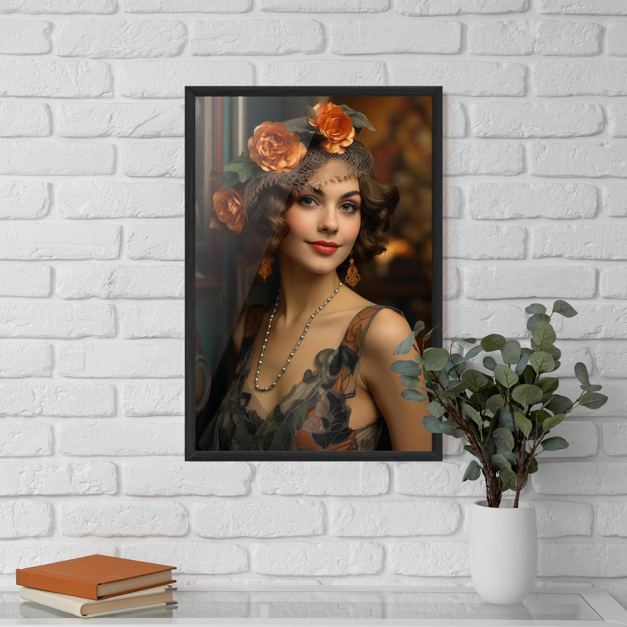 Рамкиран постер Orange Vintage Roses mockup 5