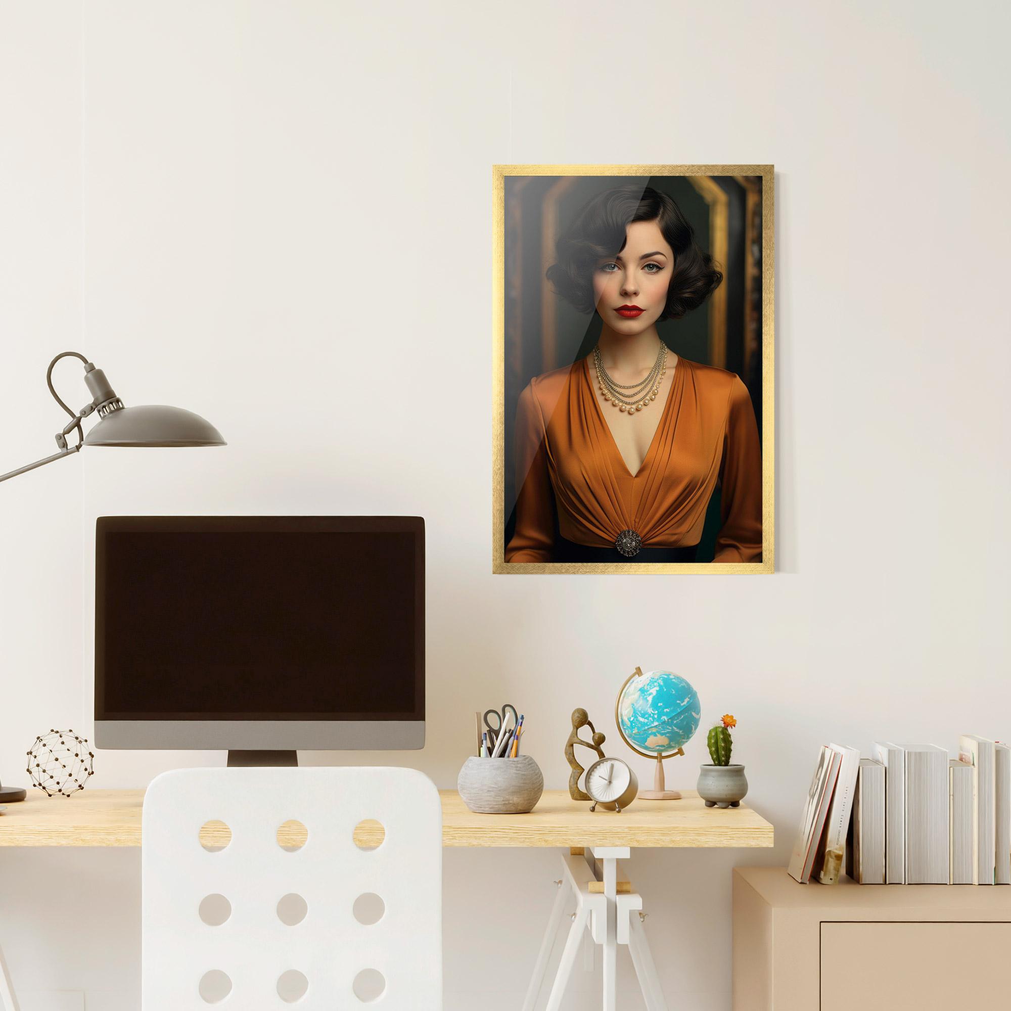 Рамкиран постер Orange Blouse Pearls mockup 6