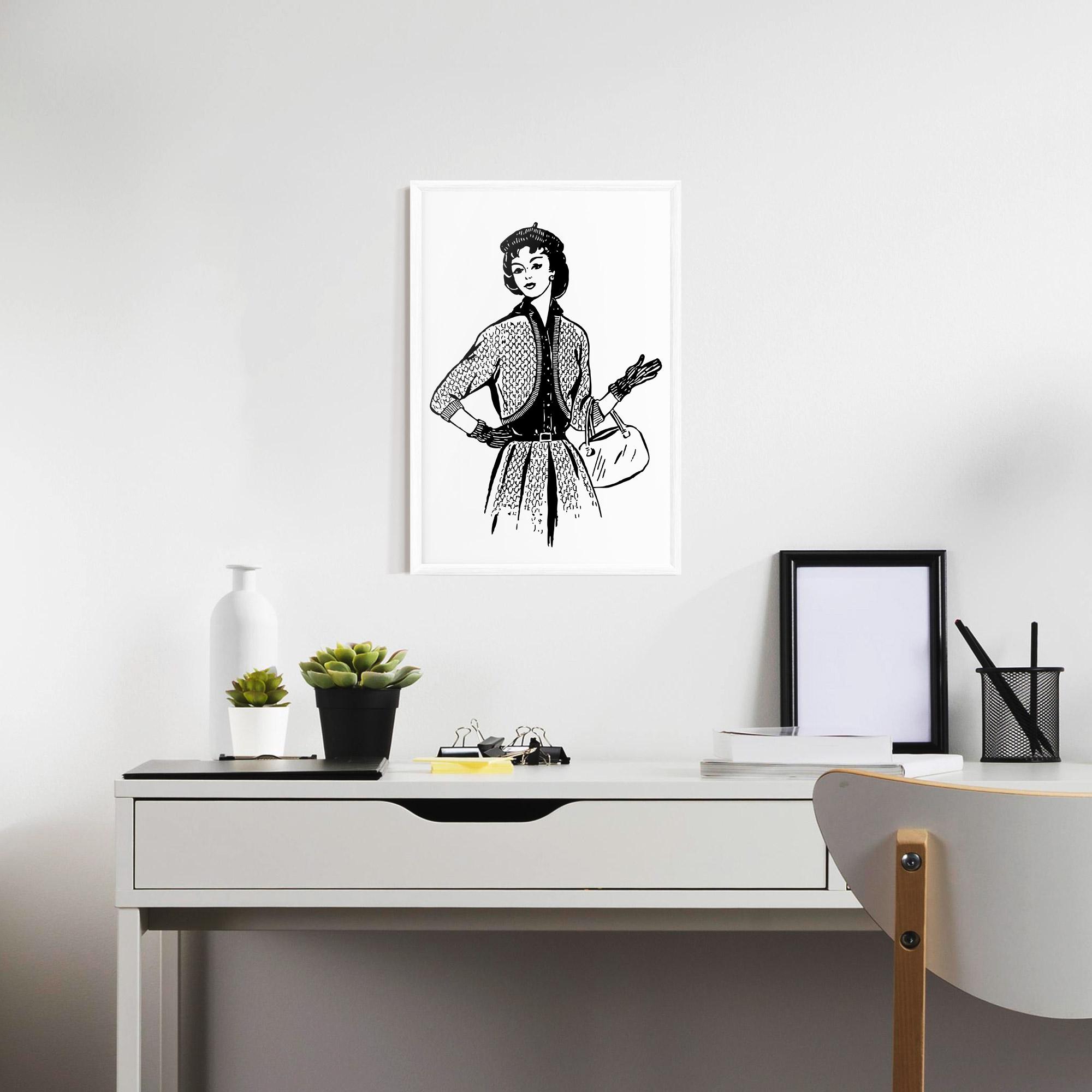 Рамкиран постер Vintage Woman Line mockup 7