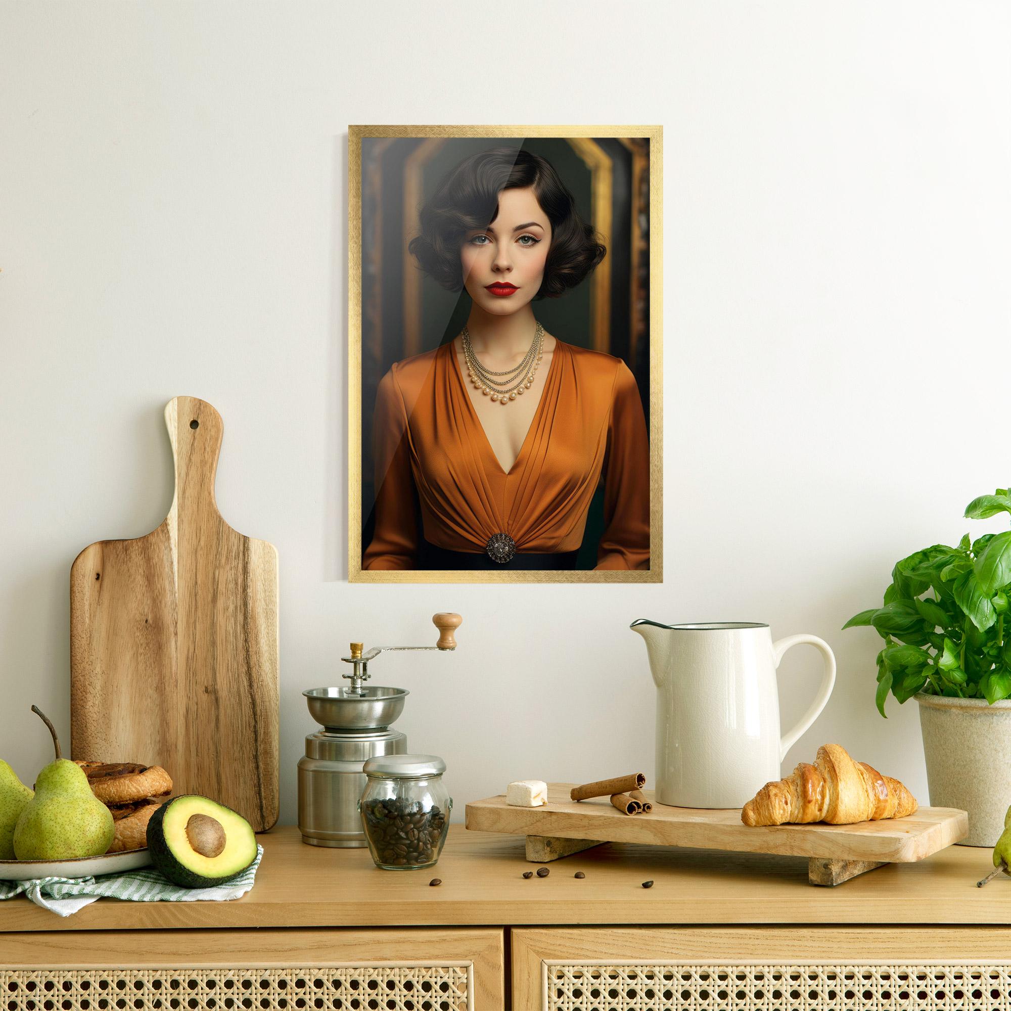 Рамкиран постер Orange Blouse Pearls mockup 8