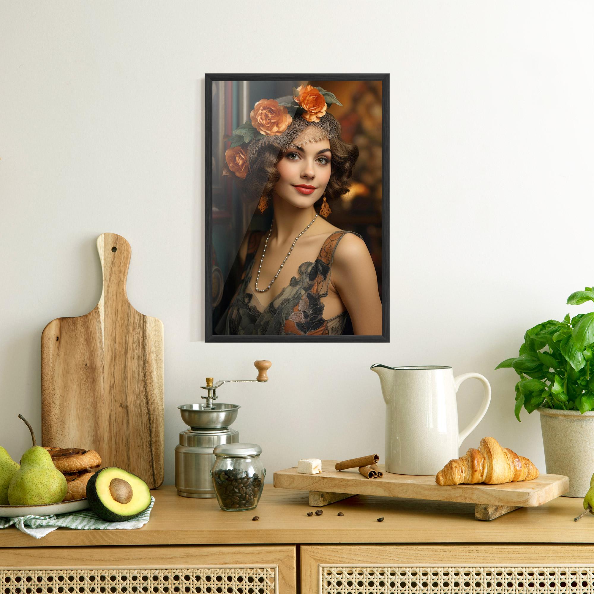 Рамкиран постер Orange Vintage Roses mockup 8