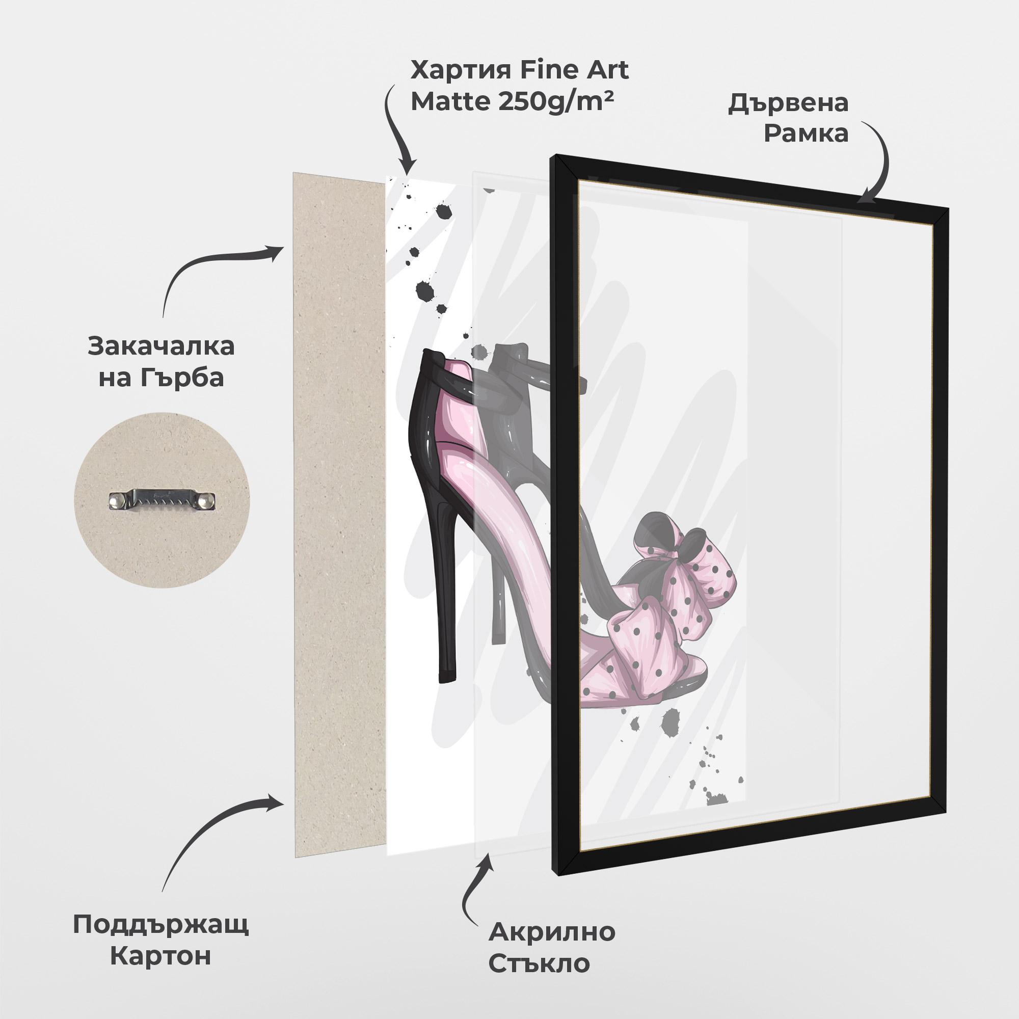 Рамкиран постер Pink Black Heels mockup 1