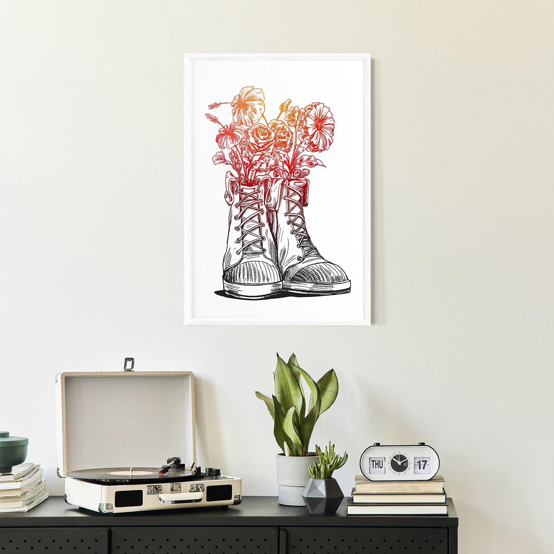 Рамкиран постер Flower In Shoes mockup 2