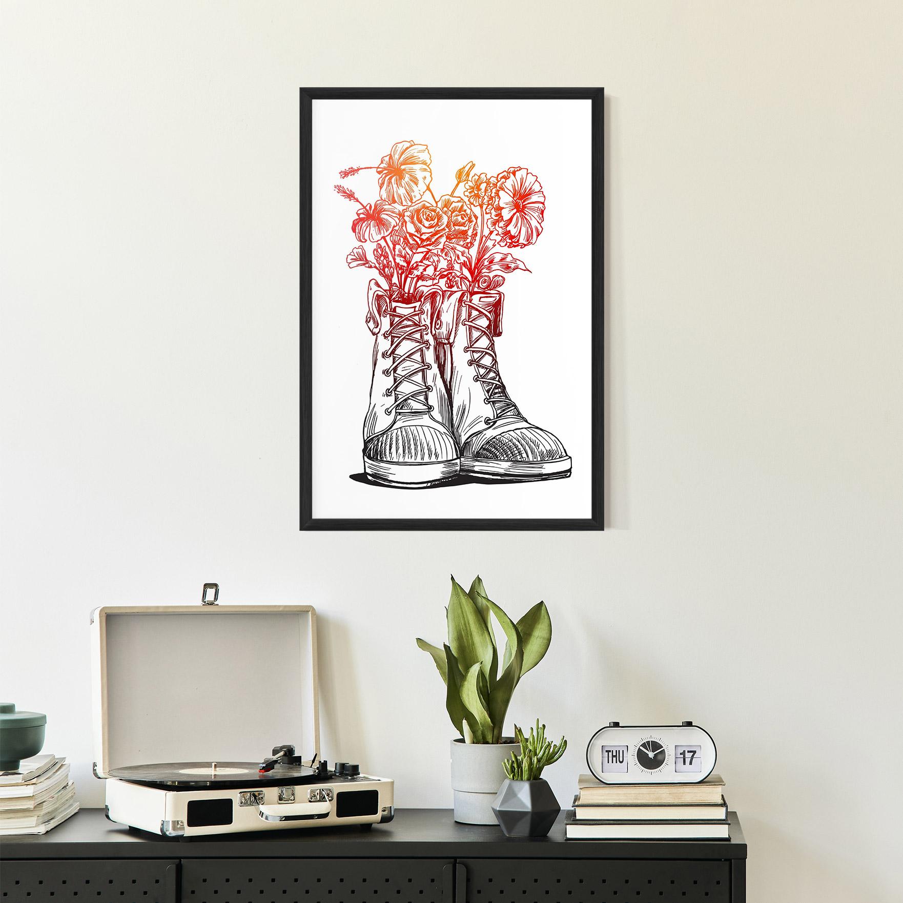 Рамкиран постер Flower In Shoes mockup 2
