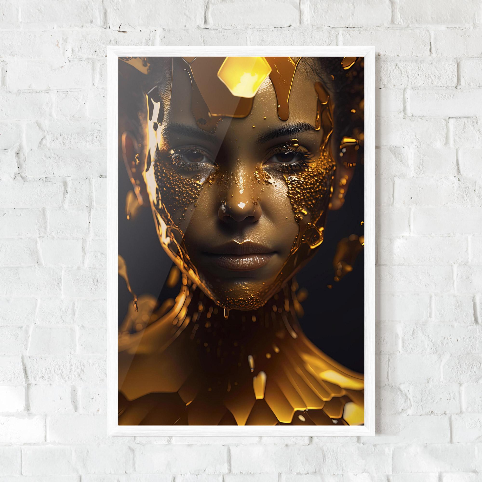 Рамкиран постер Gold Honeycomb Girl mockup 0